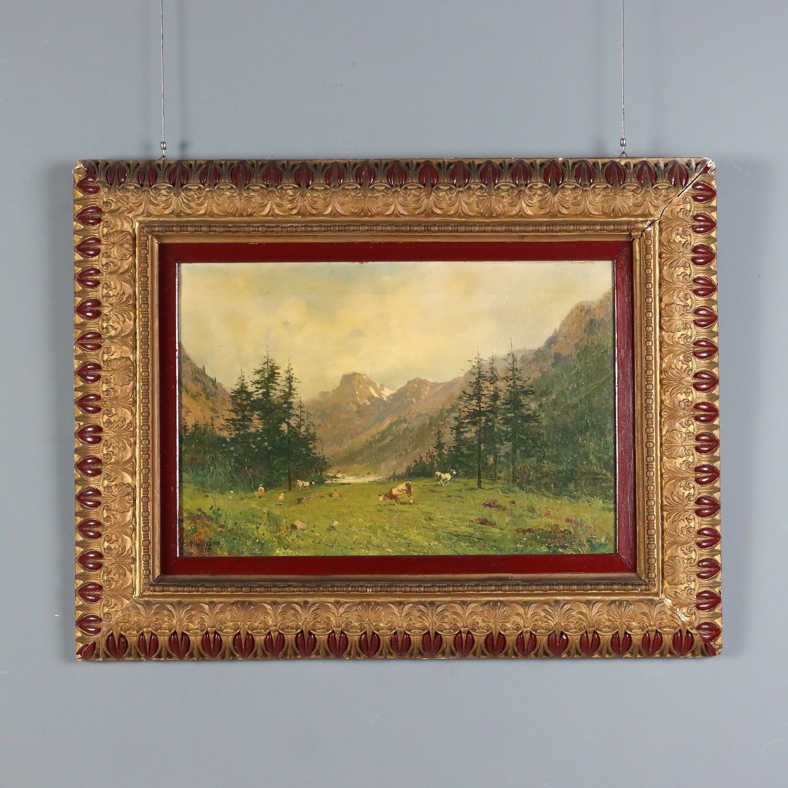Tableau d'époque, huile sur toile, Giuseppe Buscaglione, XIXe siècle