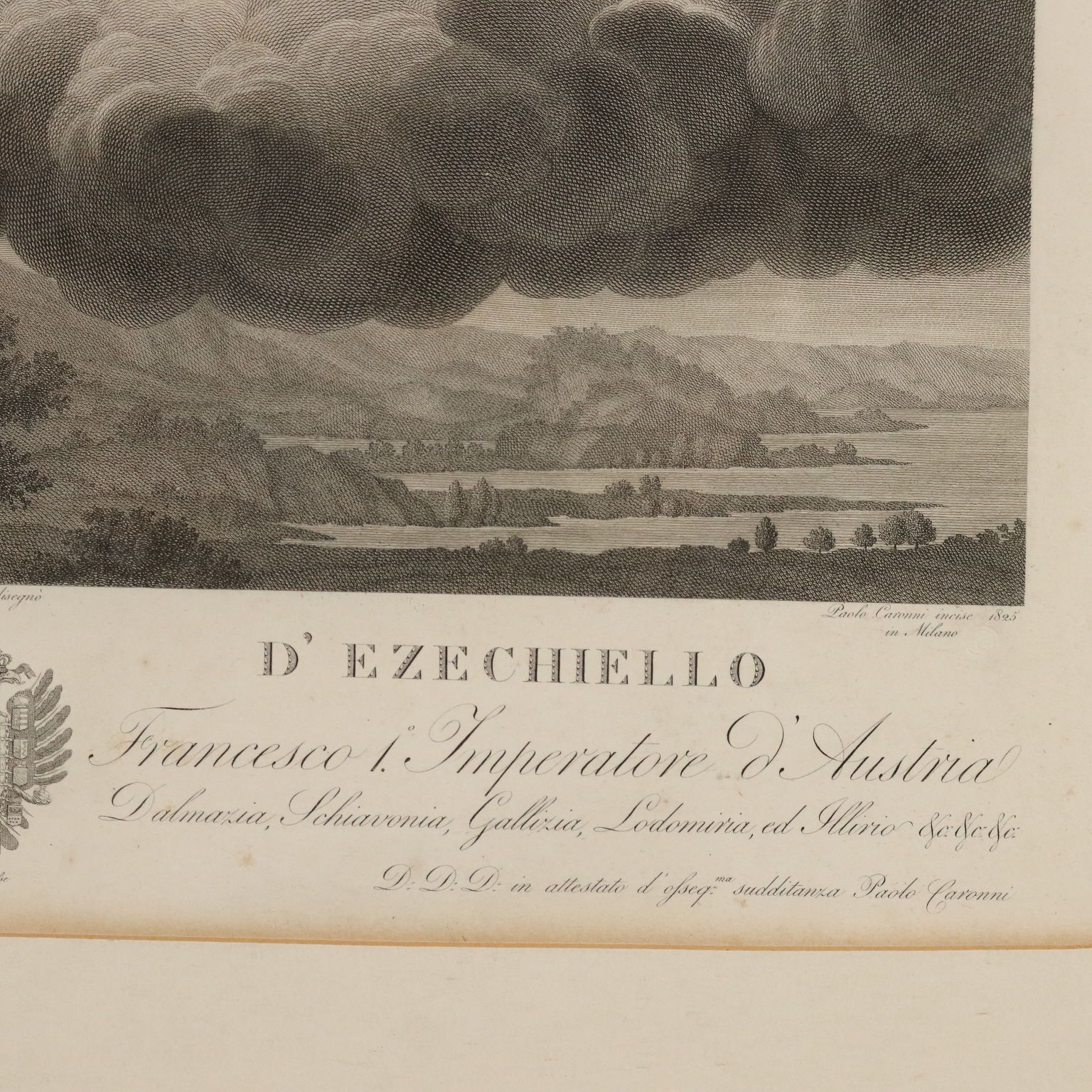 photo furniture Antieke ets, gesigneerd Paolo Caronni, Vision Of Ezekiel, 1825
