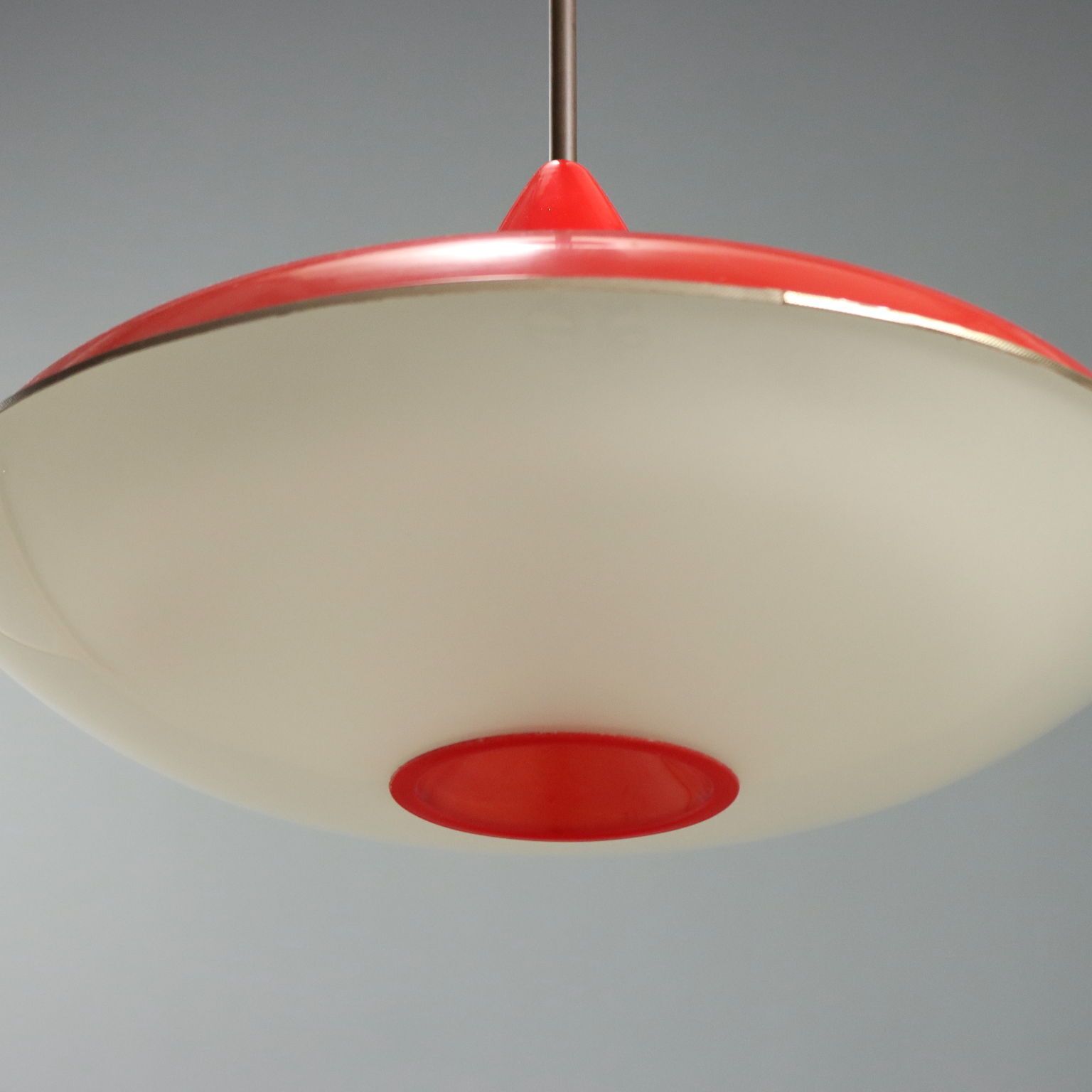Rode aluminium hanglamp, jaren 1960 photo 220.0
