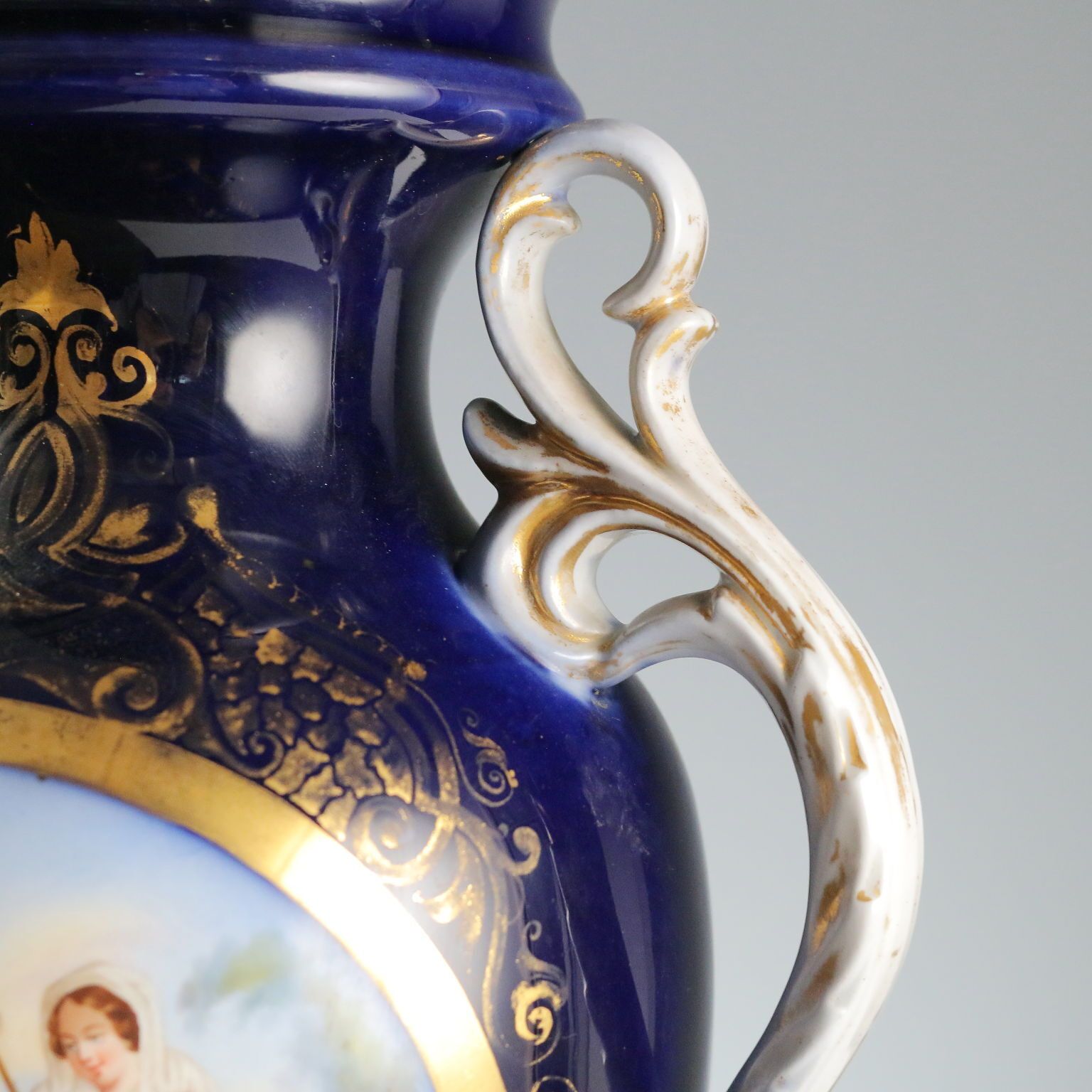 Antique Vase Blue Porcelain Decorations France XIX XX Century photo 350.0