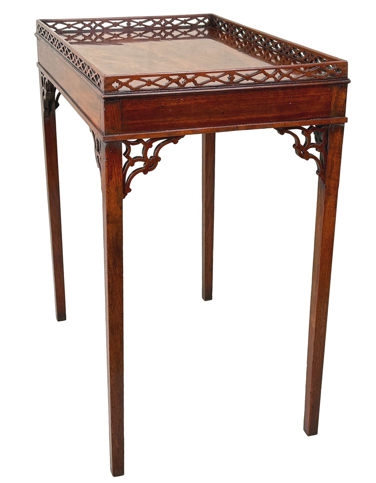 Georgiaanse mahonie zilvertaindel, Chippendale-periode (Engeland, ca. 1760) photo buy
