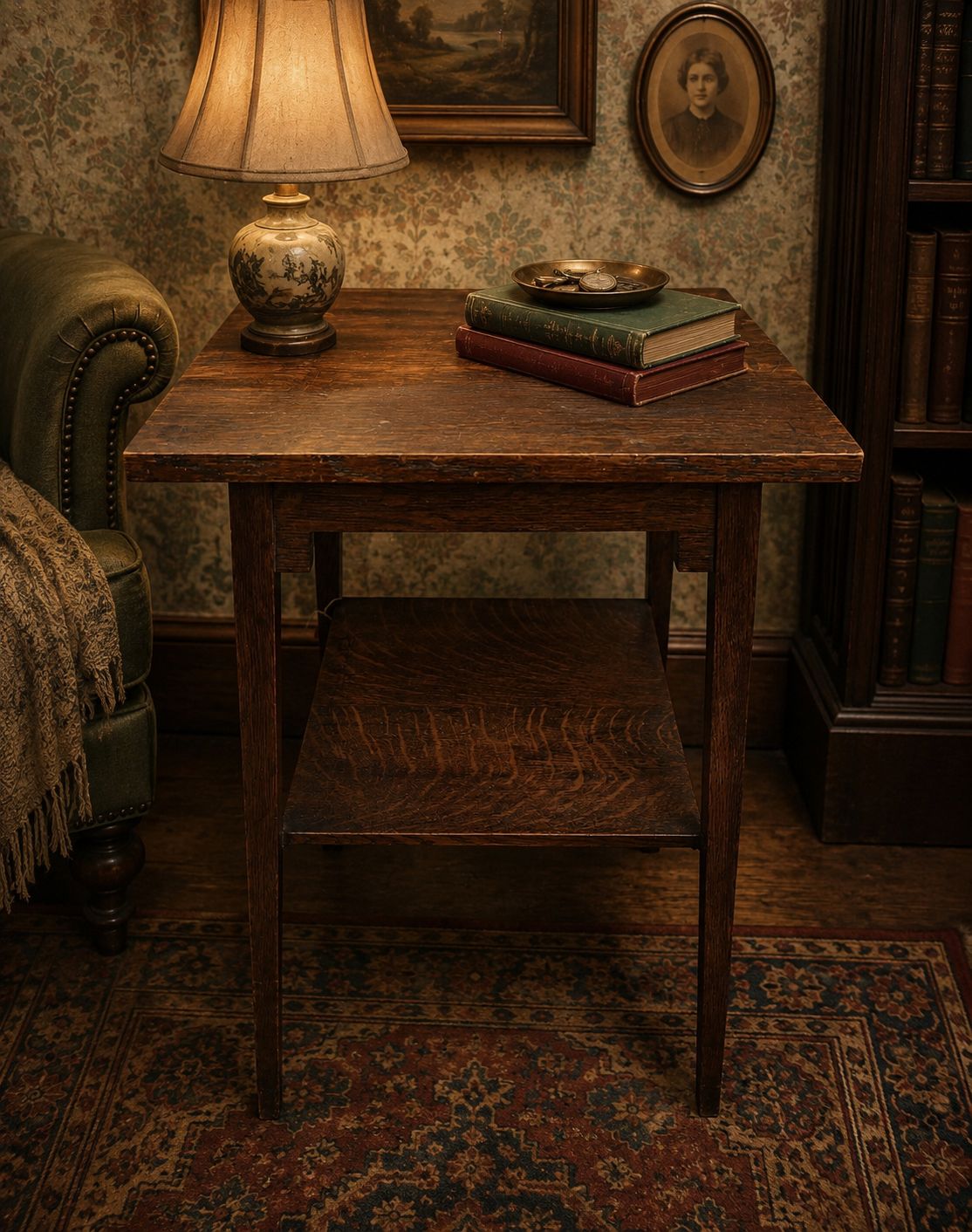 Oak Two Tier Table By Globe Wernicke