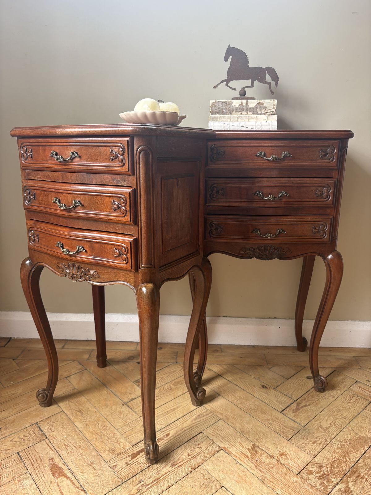 A Pair Of French Parquetry Bedside Tables photo for sale