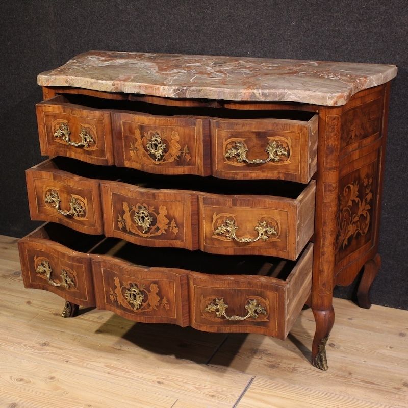 Commode française à marqueterie de style Louis XV, XXe siècle photo Mobilier