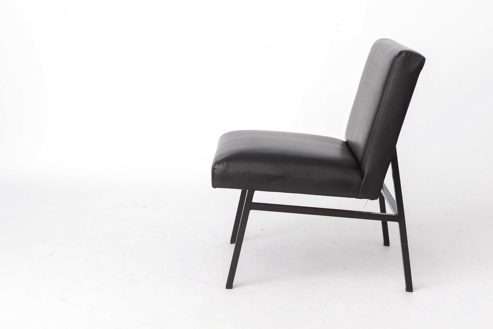 1 Of 4 Vintage Stol Kamnik Lounge Chair, Bauhaus Style, Black Faux Leather, Slovenia 1960s photo Furniture