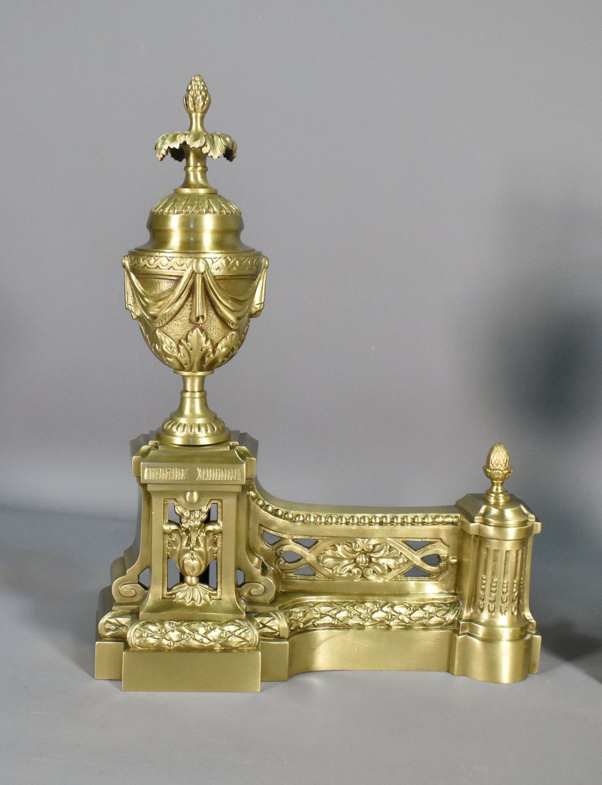 Paire de chenets français en bronze, Napoléon III, XIXe siècle photo Éléments architecturaux