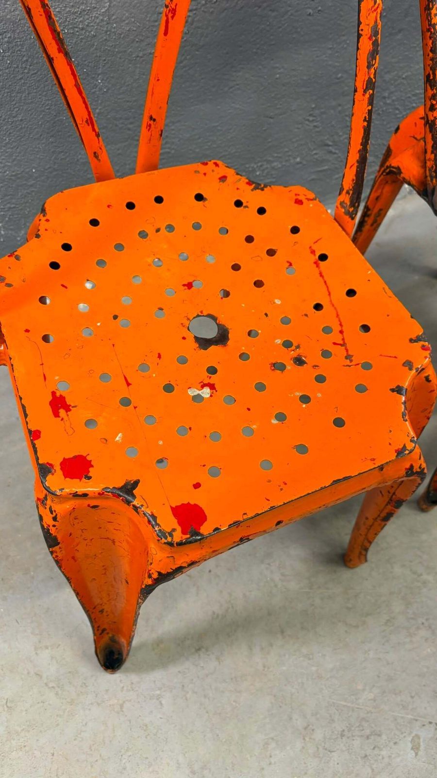 Set van 6 industriële metalen eetkamerstoelen van Joseph Mathieu, gelakt staal, jaren 1920, Frankrijk photo for sale