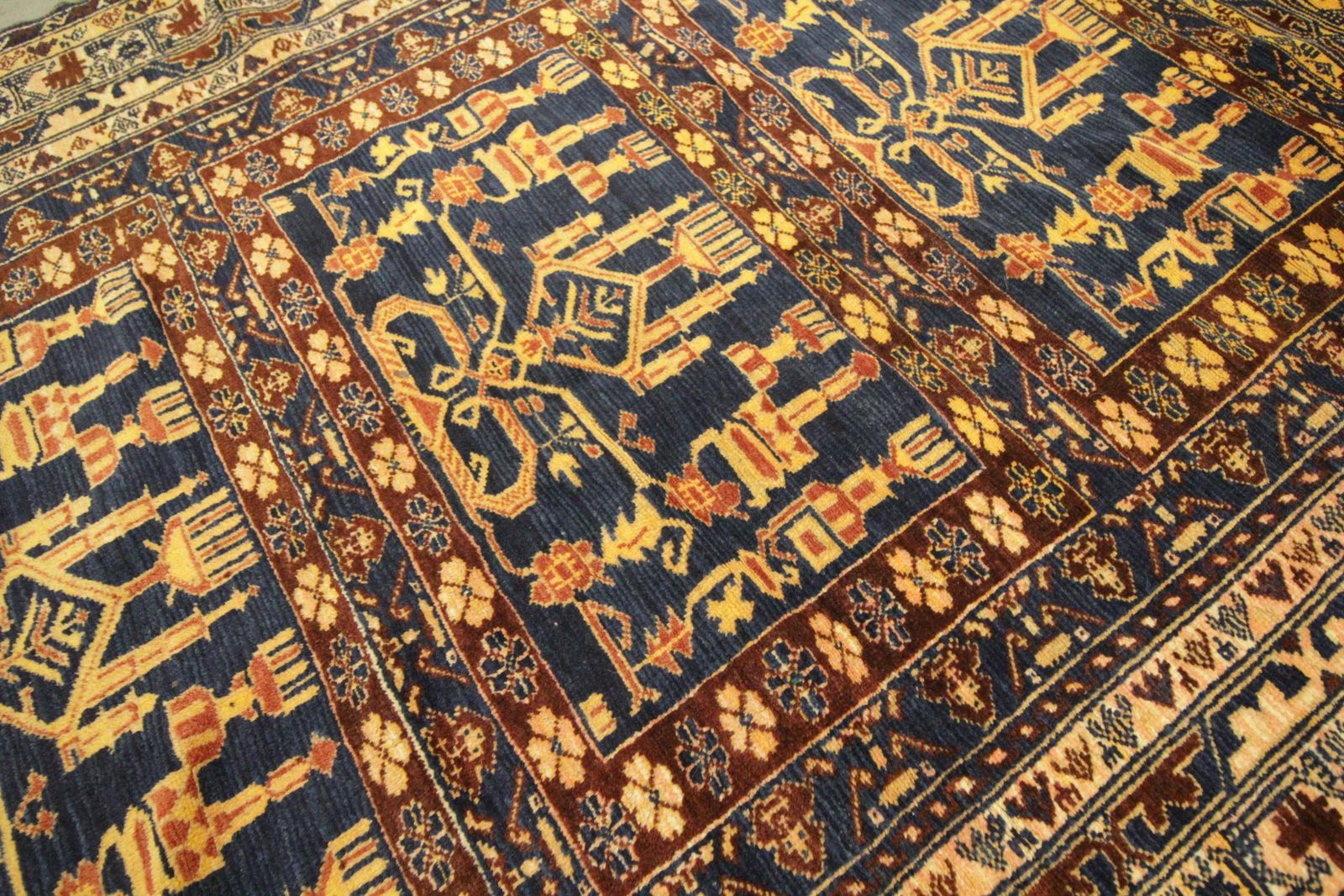 Tapis d'Orient Baluch tissé main, laine bleue, tapis de salon traditionnel photo 1836.0