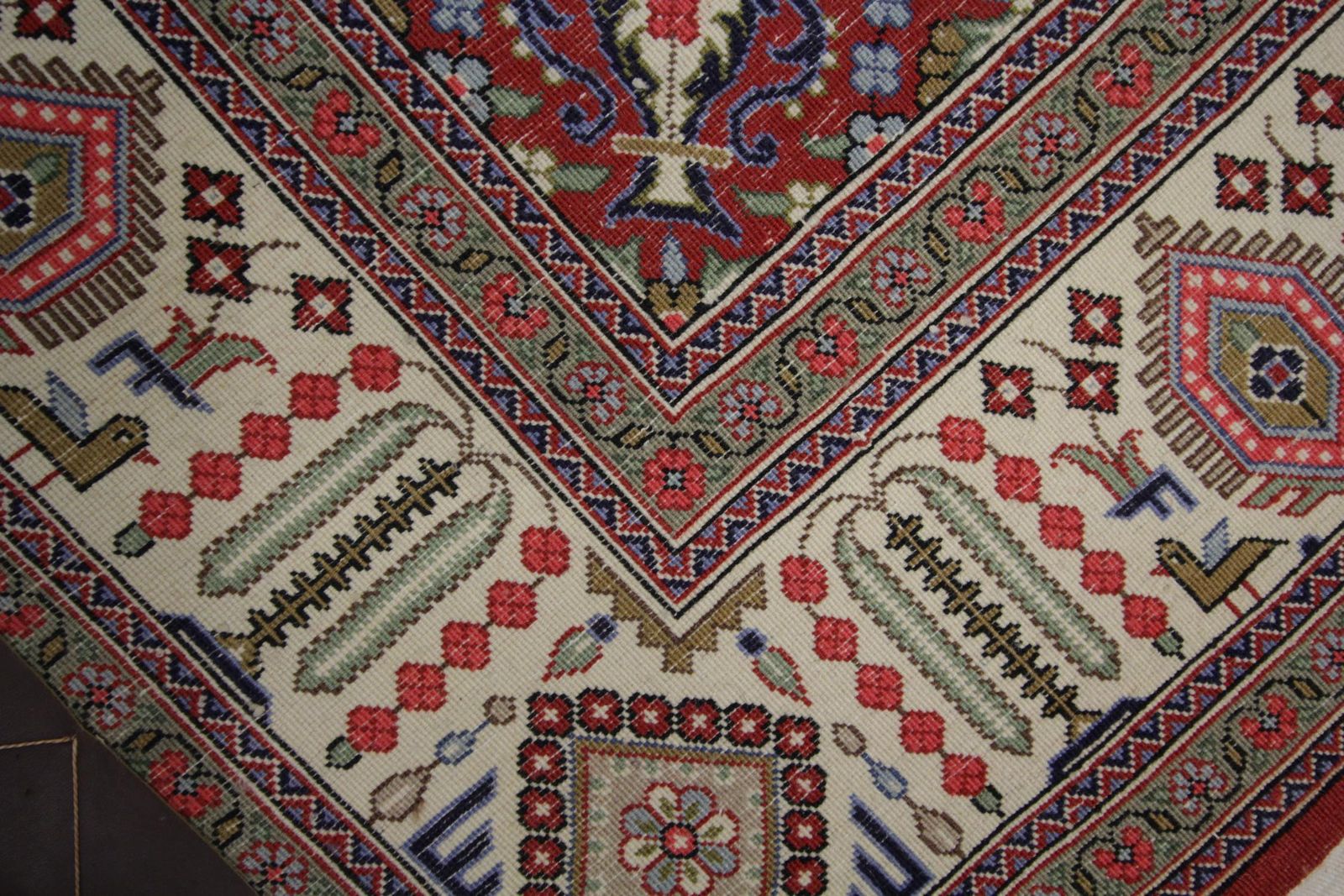 Handmade Geometric Rug Wool Area Rug, Traditional Carpet photo vintage