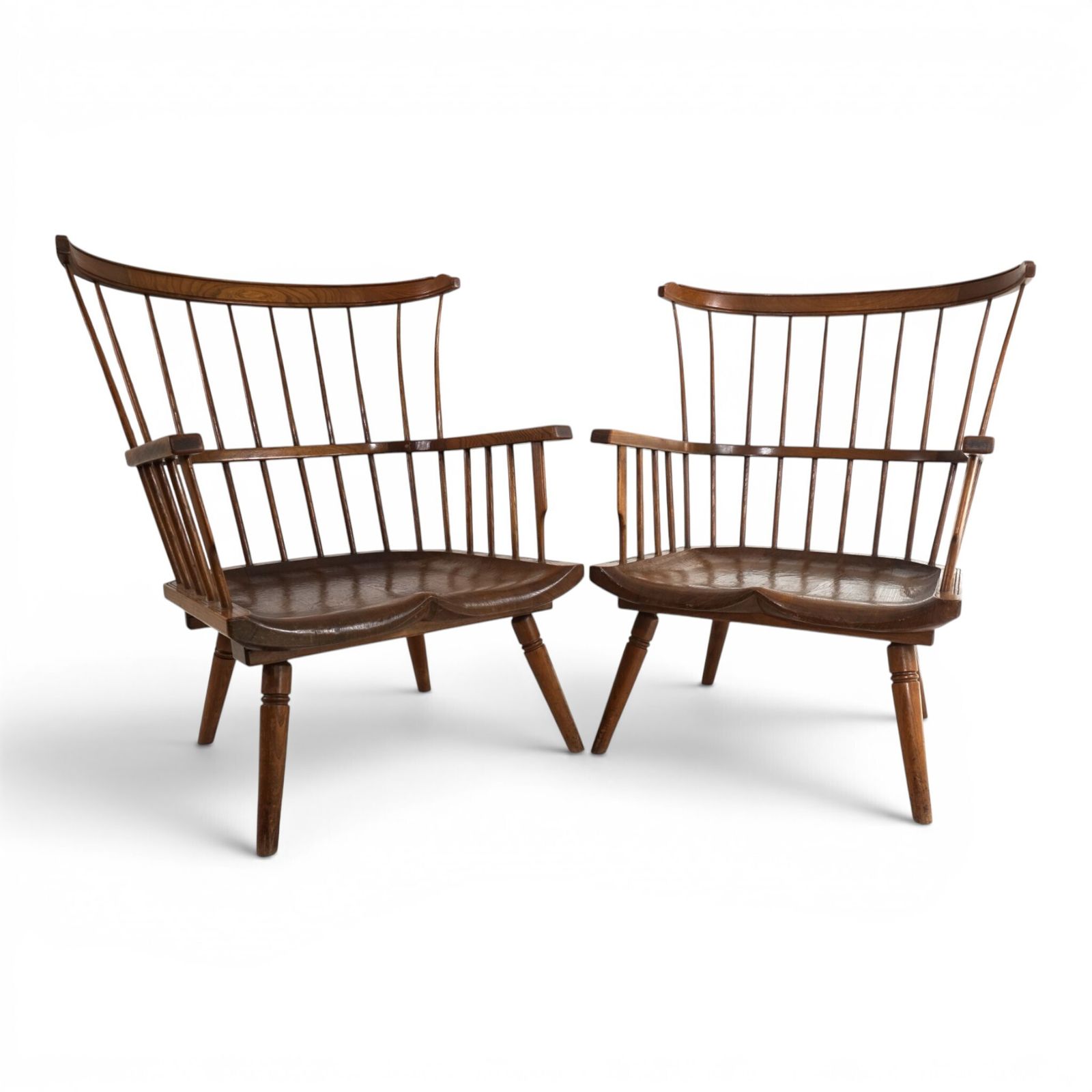 Paar handgemaakte Windsor loungestoelen, Engeland, ca. 1960