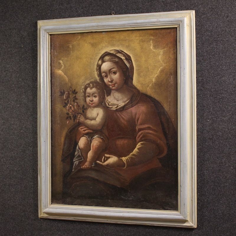 photo vintage Peinture italienne d'époque, Madone à l'Enfant, XVIIe siècle