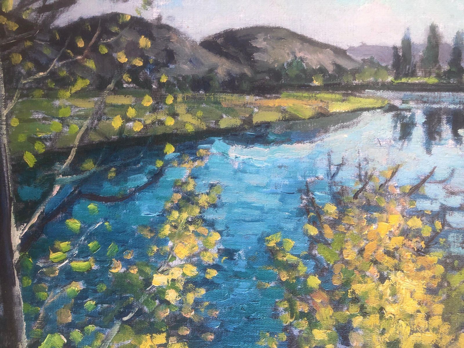 Peinture de paysage à l'huile Rafael Duran Benet, rivière Dordogne, campagne française, post-impressionniste, vers 2000 photo buy