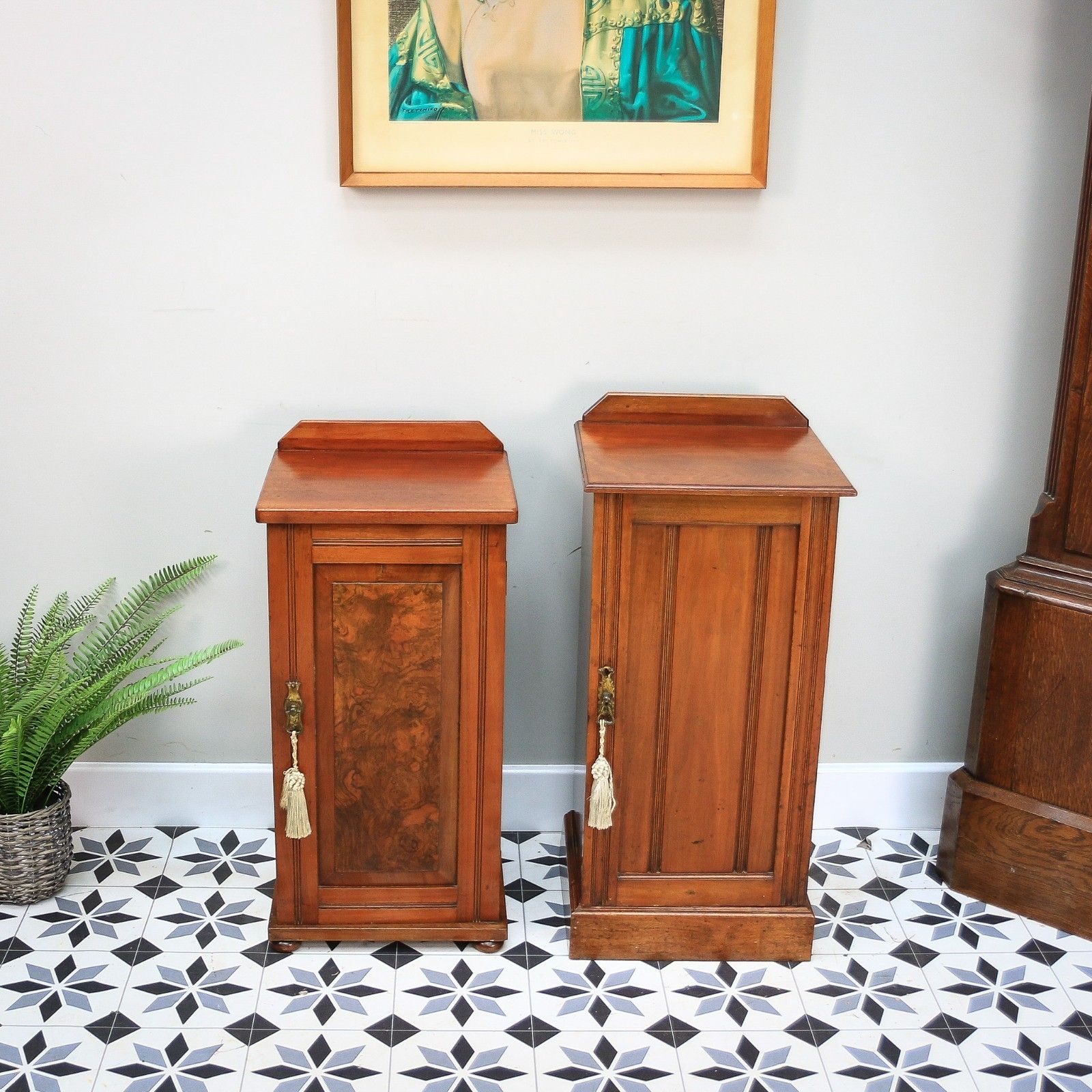 Two Bedside Cabinets Mahogany Late Victorian Early Edwardian photo vintage