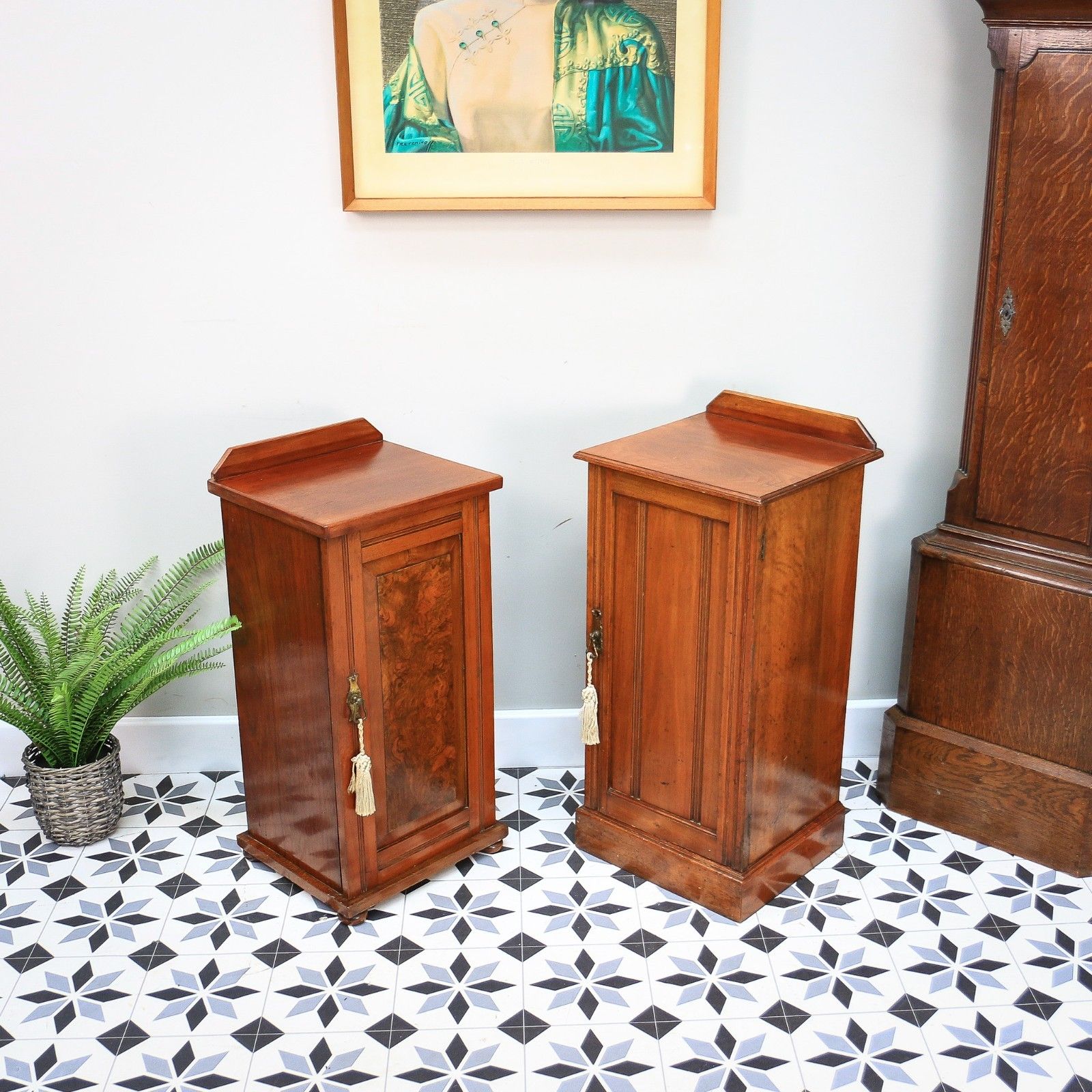 photo for sale Two Bedside Cabinets Mahogany Late Victorian Early Edwardian
