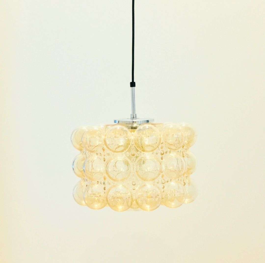 Grote Mid-Century Modern Amber Bubble Glazen Hanglamp van Helena Tynell voor Limburg, Duitsland, jaren 1960 photo furniture