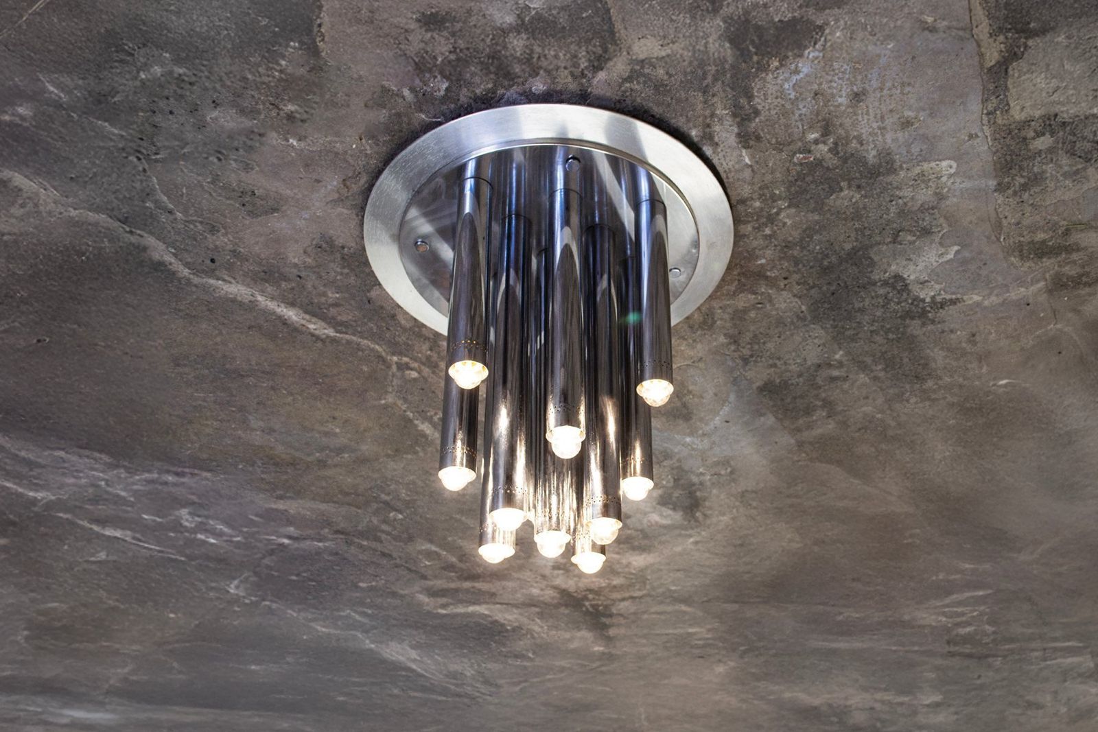 Grote plafondlamp met 13 chromen lichtpunten van Goffredo Reggiani, jaren 1970 photo furniture