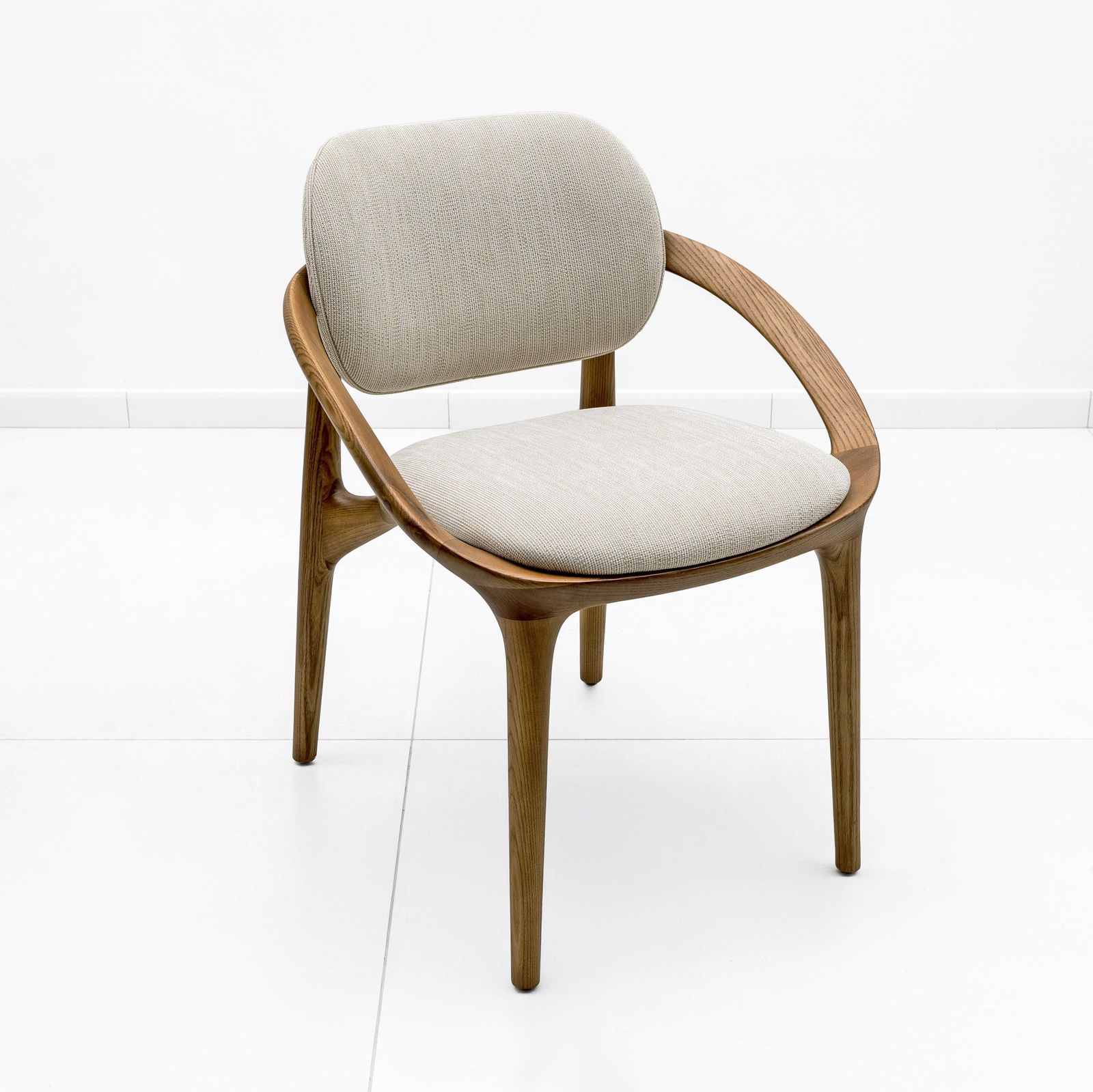Set Of Six Contemporary Italian Dining Chairs With A Sculptural Curved Frame photo furniture