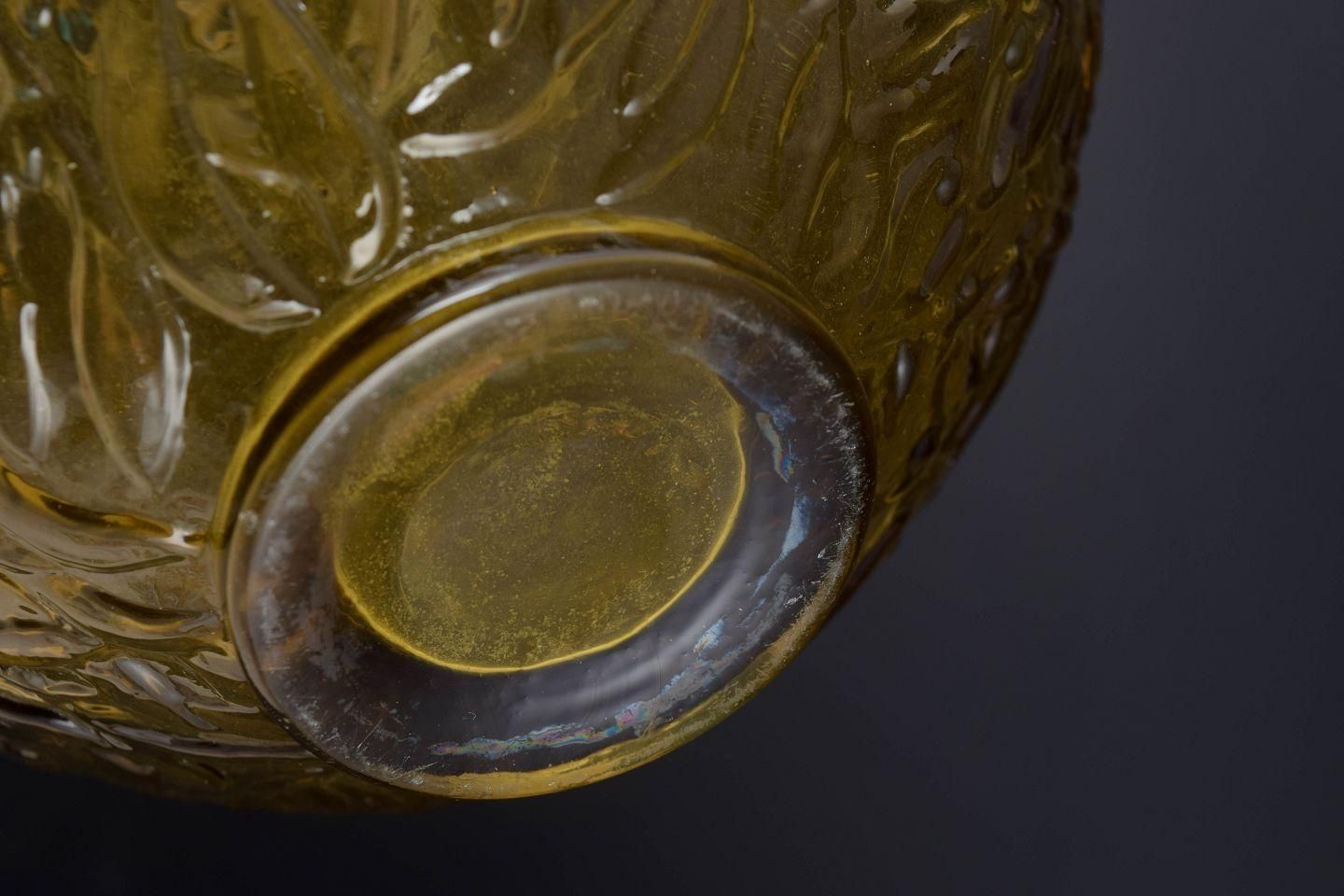 Vase In Amber Coloured Glass With Deeply Moulded Relief. France, Mid 20th C. photo Home Decor