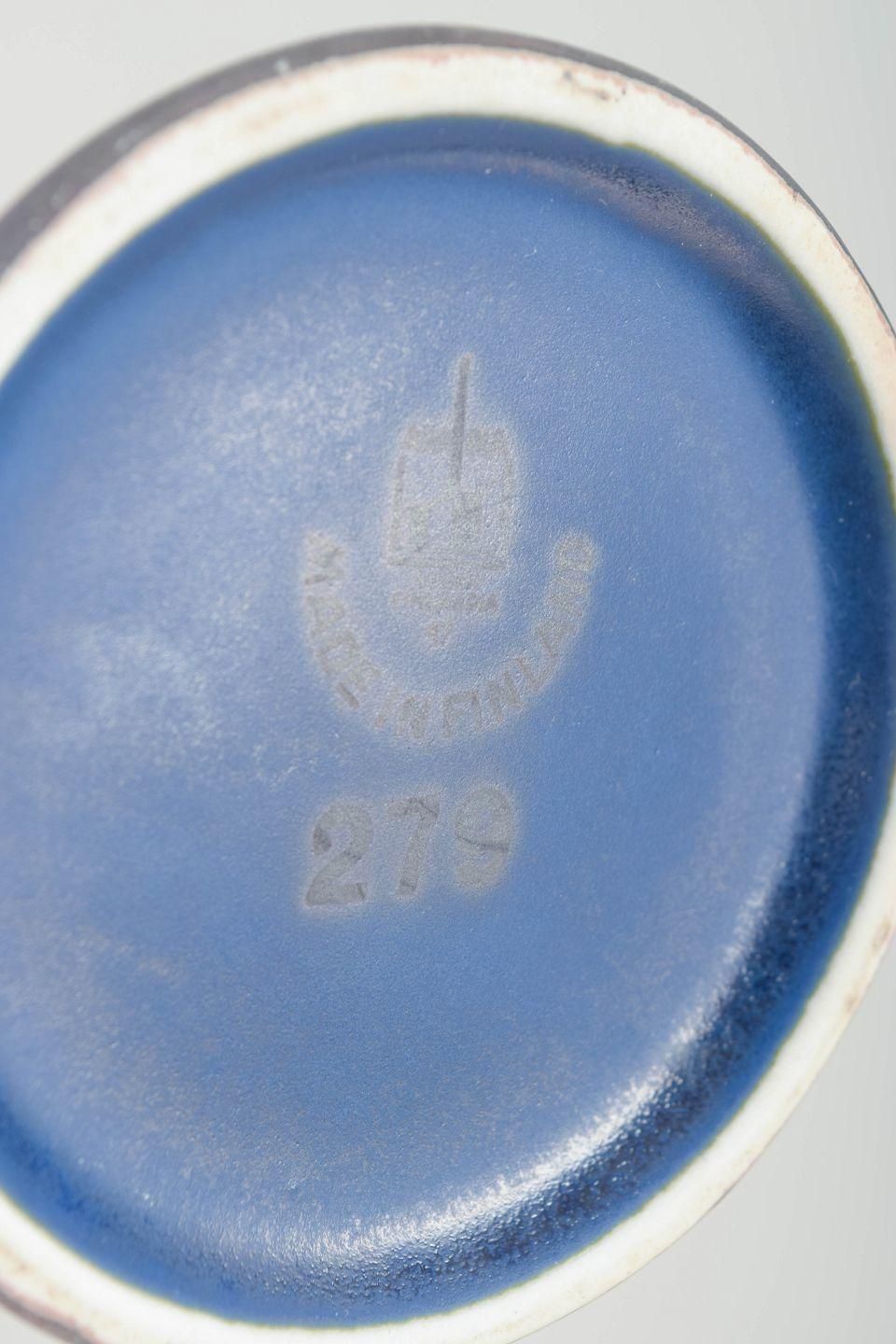 Arabia, Finland. Grand vase en glaçure bleue intense à motif stylisé. Années 1960 photo Décoration