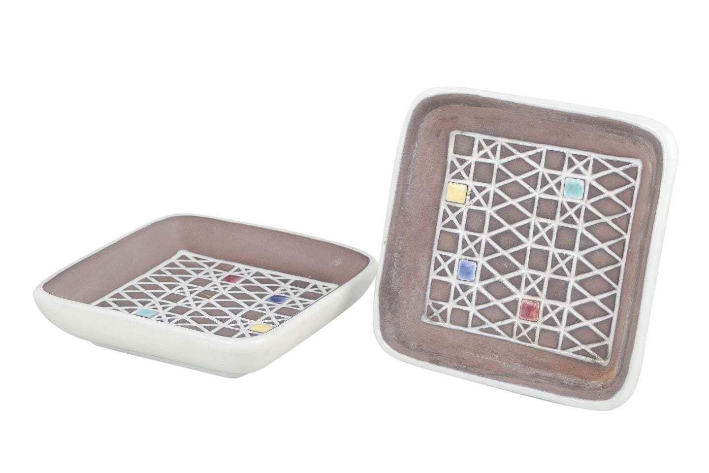 Ingrid Atterberg For Upsala Ekeby. Two Faience Dishes With Relief Decoration.