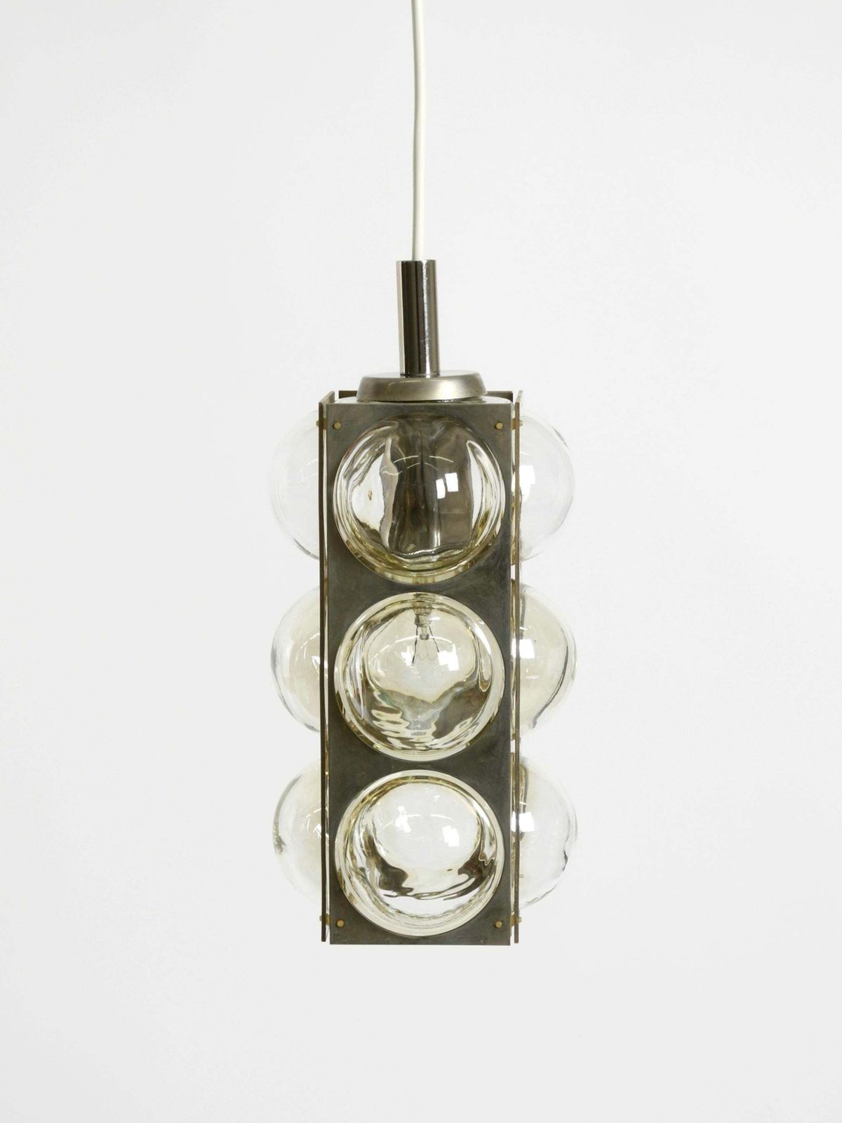 Space Age Hanglamp uit de jaren 1960 van Temde, Glas en Vernikkeld Metaal photo furniture