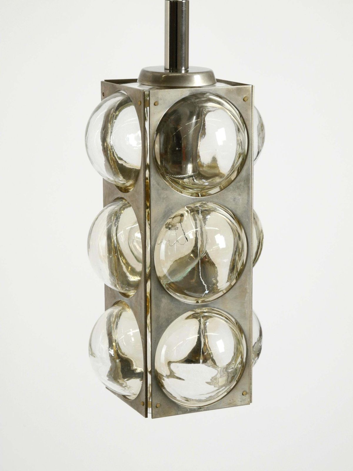 Space Age Hanglamp uit de jaren 1960 van Temde, Glas en Vernikkeld Metaal photo 702.0