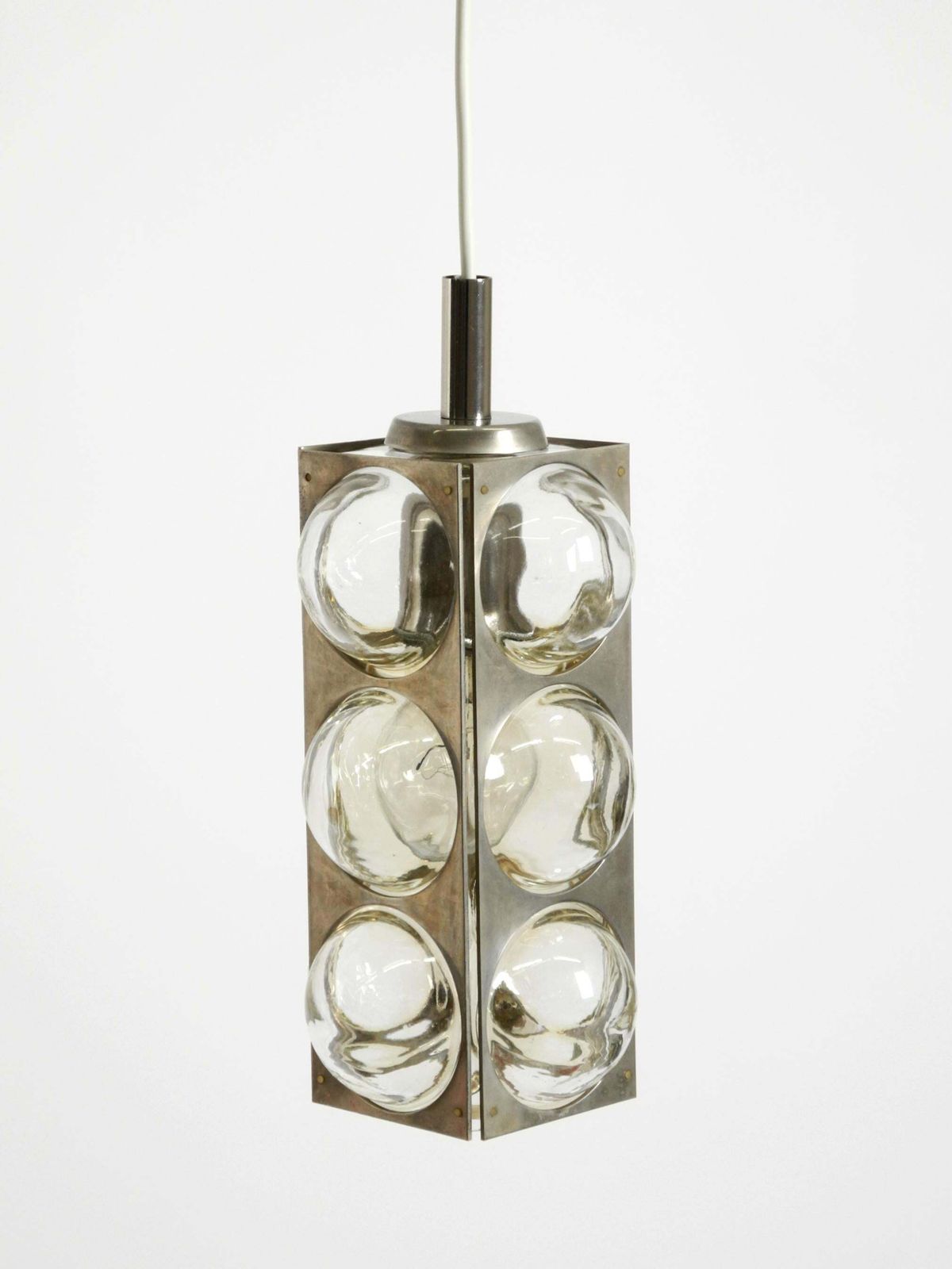 Space Age Hanglamp uit de jaren 1960 van Temde, Glas en Vernikkeld Metaal photo buy