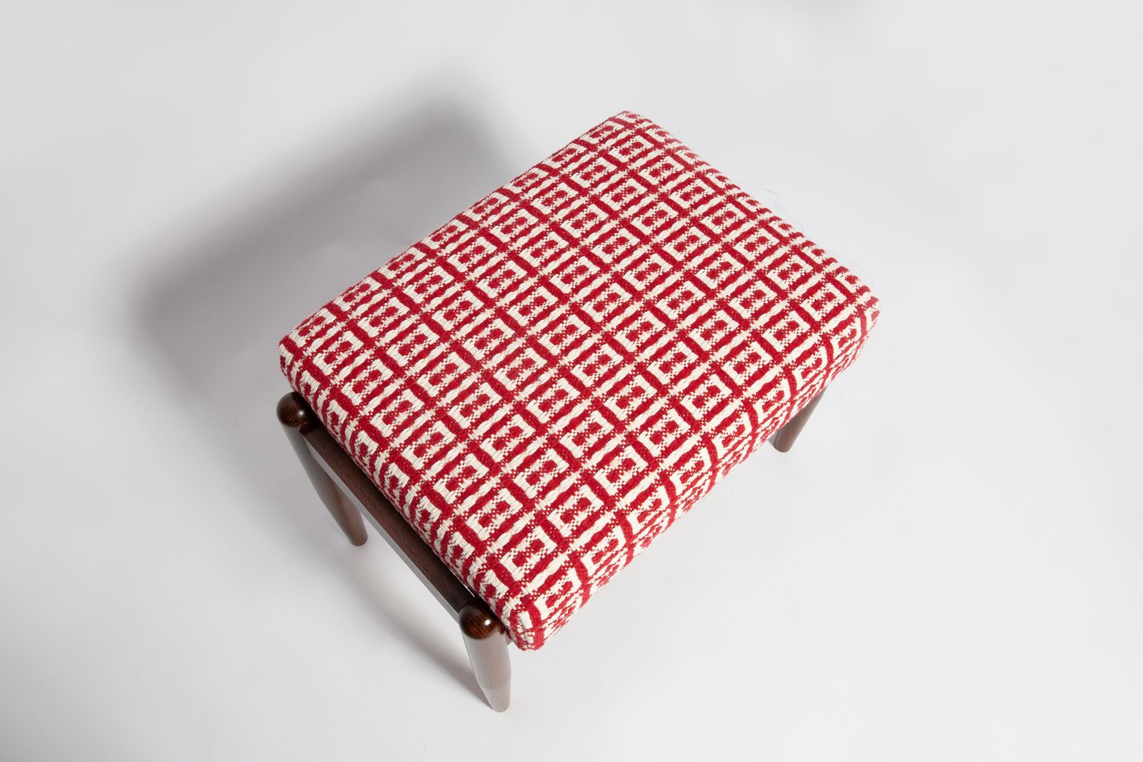 Mid Century Gfm Stool In Geometric Tweed Jacquard Dedar, E. Homa, Europe, 1960s photo Furniture