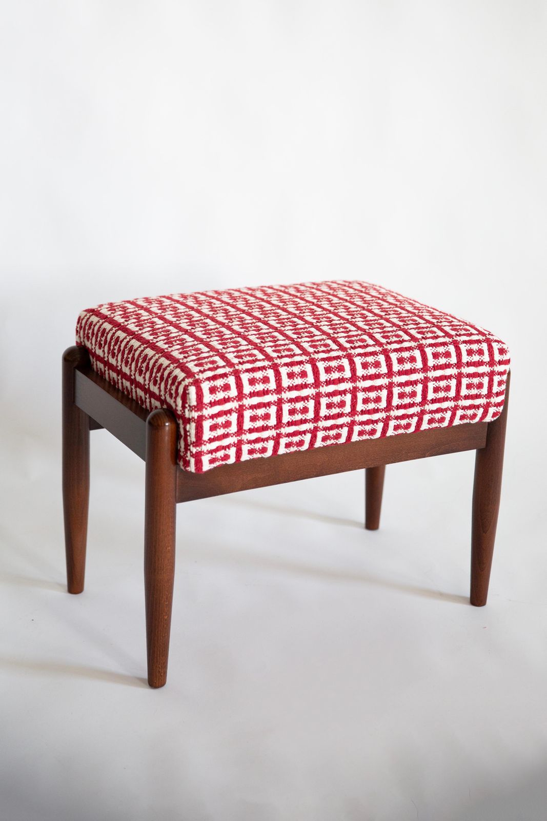 Mid Century Gfm Stool In Geometric Tweed Jacquard Dedar, E. Homa, Europe, 1960s photo vintage