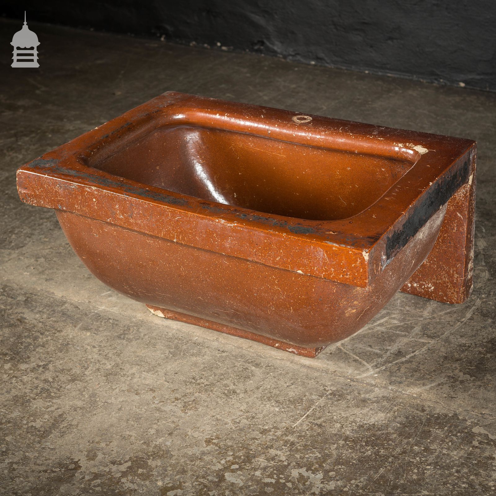 Large Victorian Salt Glaze Orange Peel Ceramic Trough Sink By Oats & Green Ltd Halifax photo for sale