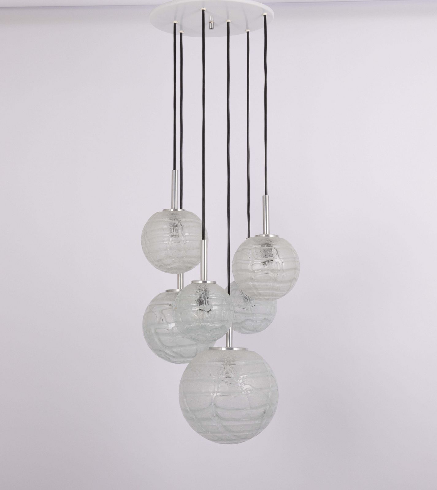 Large Designer Cascading Chandelier Ice Glass By Doria, Germany, 1970s photo Lighting