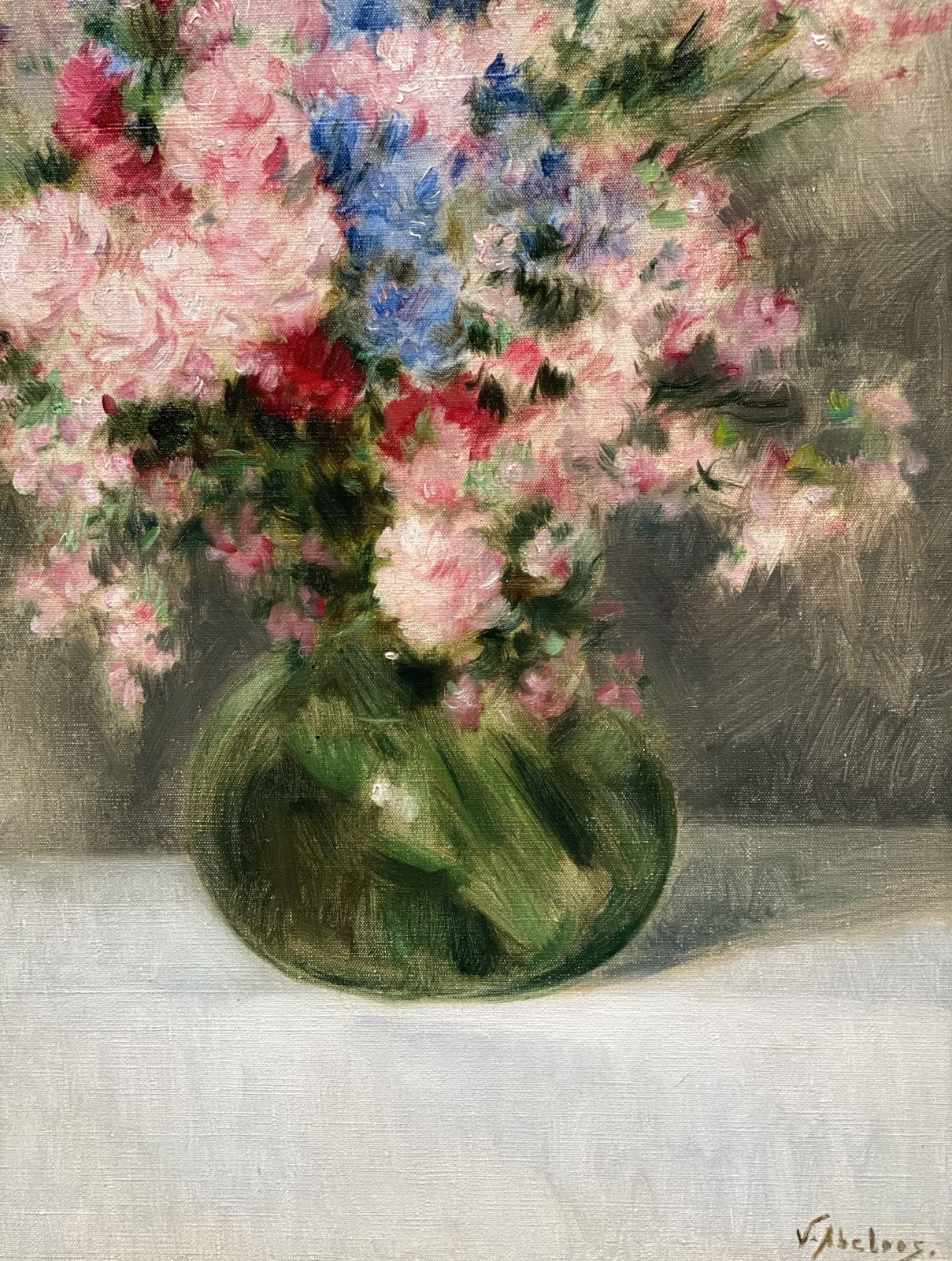 'Bouquet Of Flowers In A Green Vase' By Victor Abeloos (1881 – 1965) photo vinterior