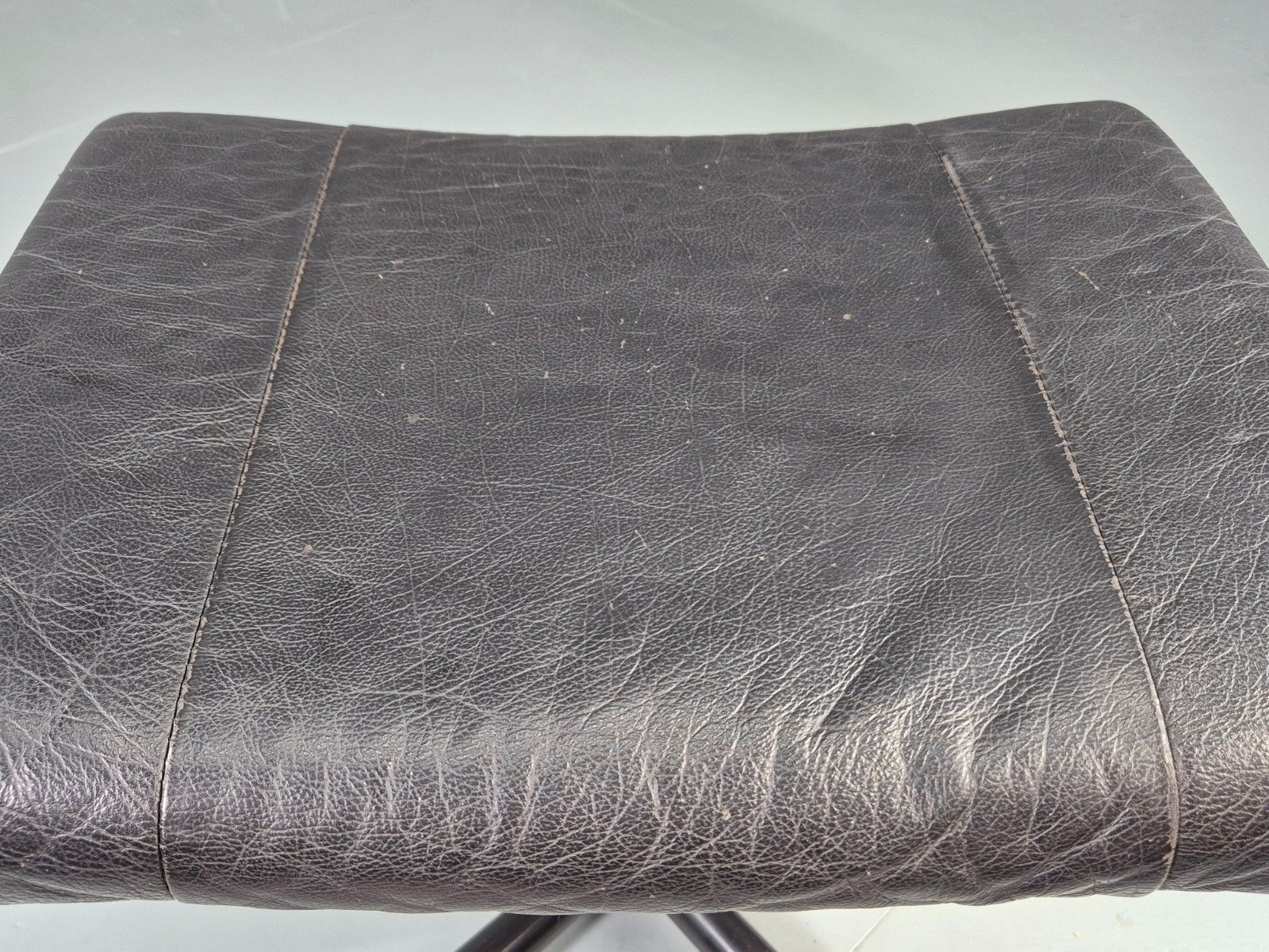 Furniture Vintage Danish Swivel Footstool Black Leather 1980s Retro Mcm  Eb12567 photo