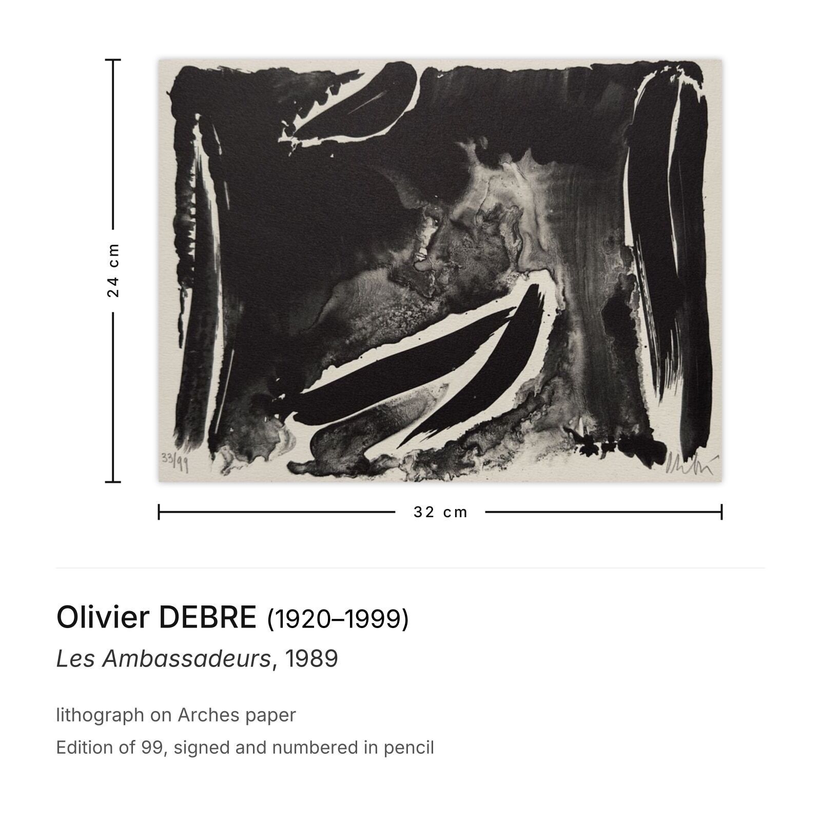 Olivier Debre Gesigneerde Lithografie Les Ambassadeurs 1989 photo furniture
