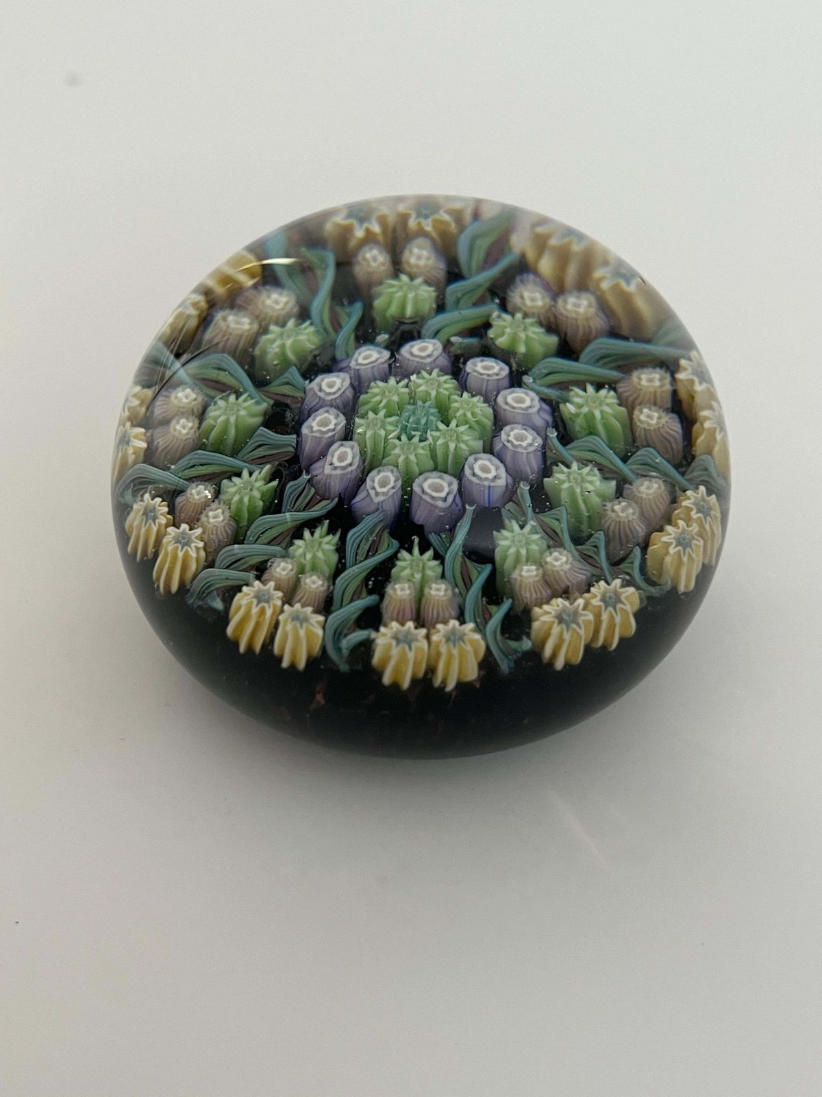 Millefiori Glass Paperweight By Perthshire, Crieff Scotland, Circa 1970's photo vinterior