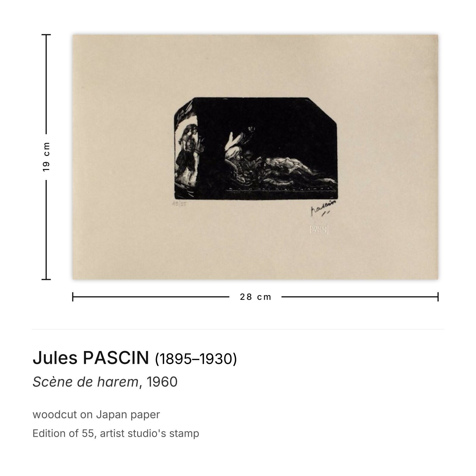 Jules Pascin Woodcut Scène De Harem 1960 photo furniture