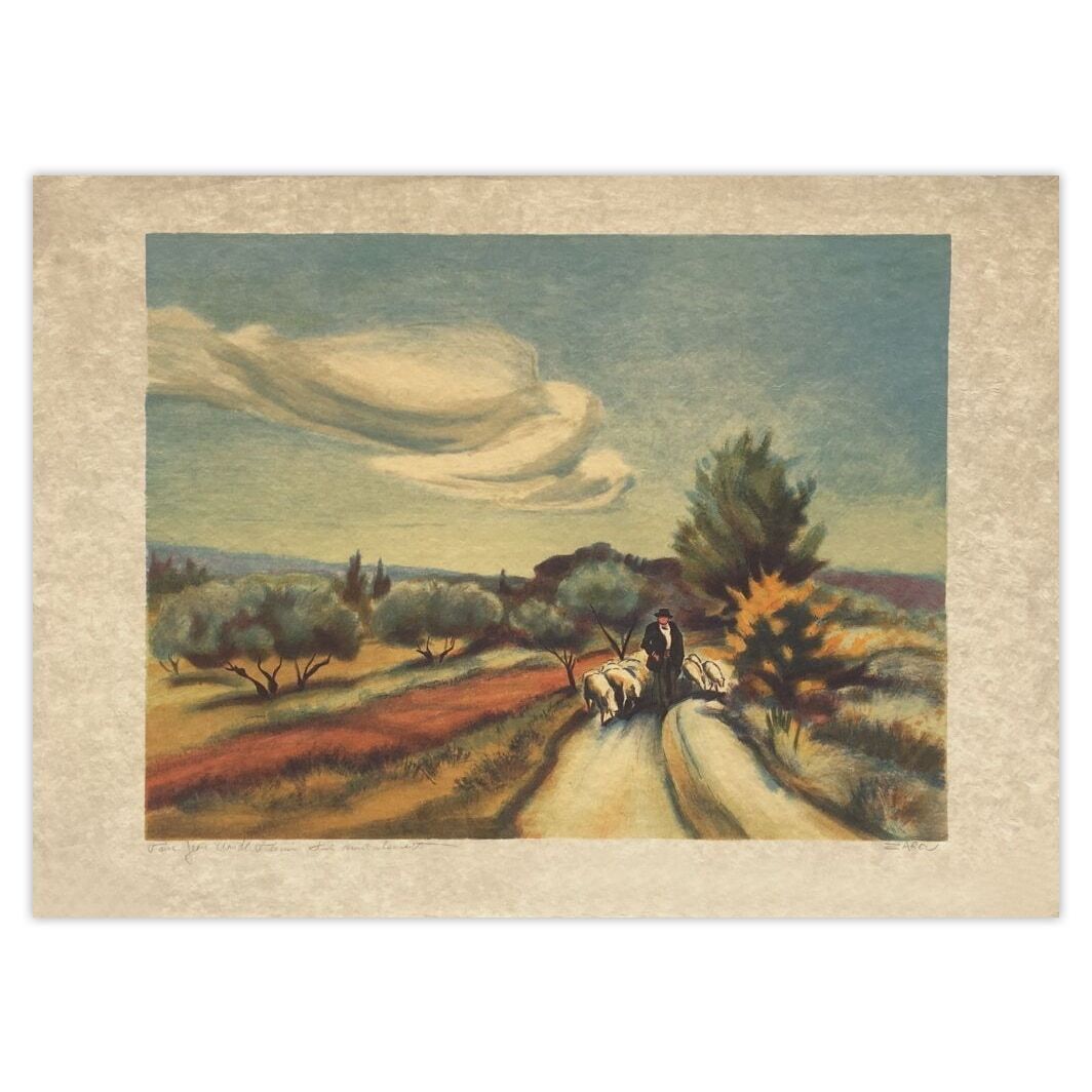 Zarou Gesigneerde Lithografie Le Berger 1980