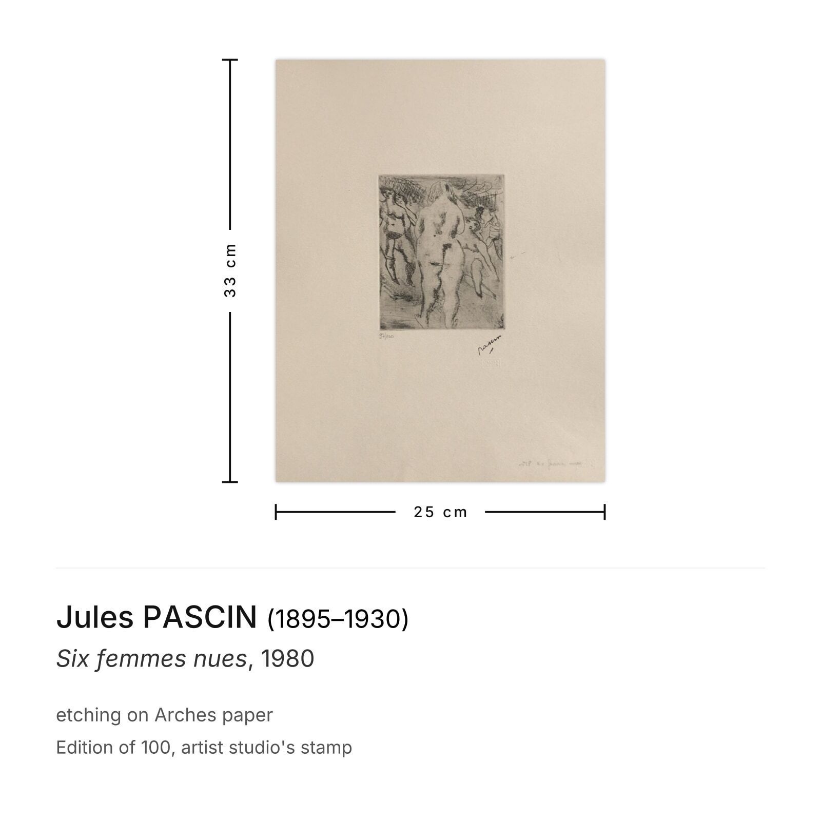Jules Pascin Etching Six Femmes Nues 1980 photo furniture