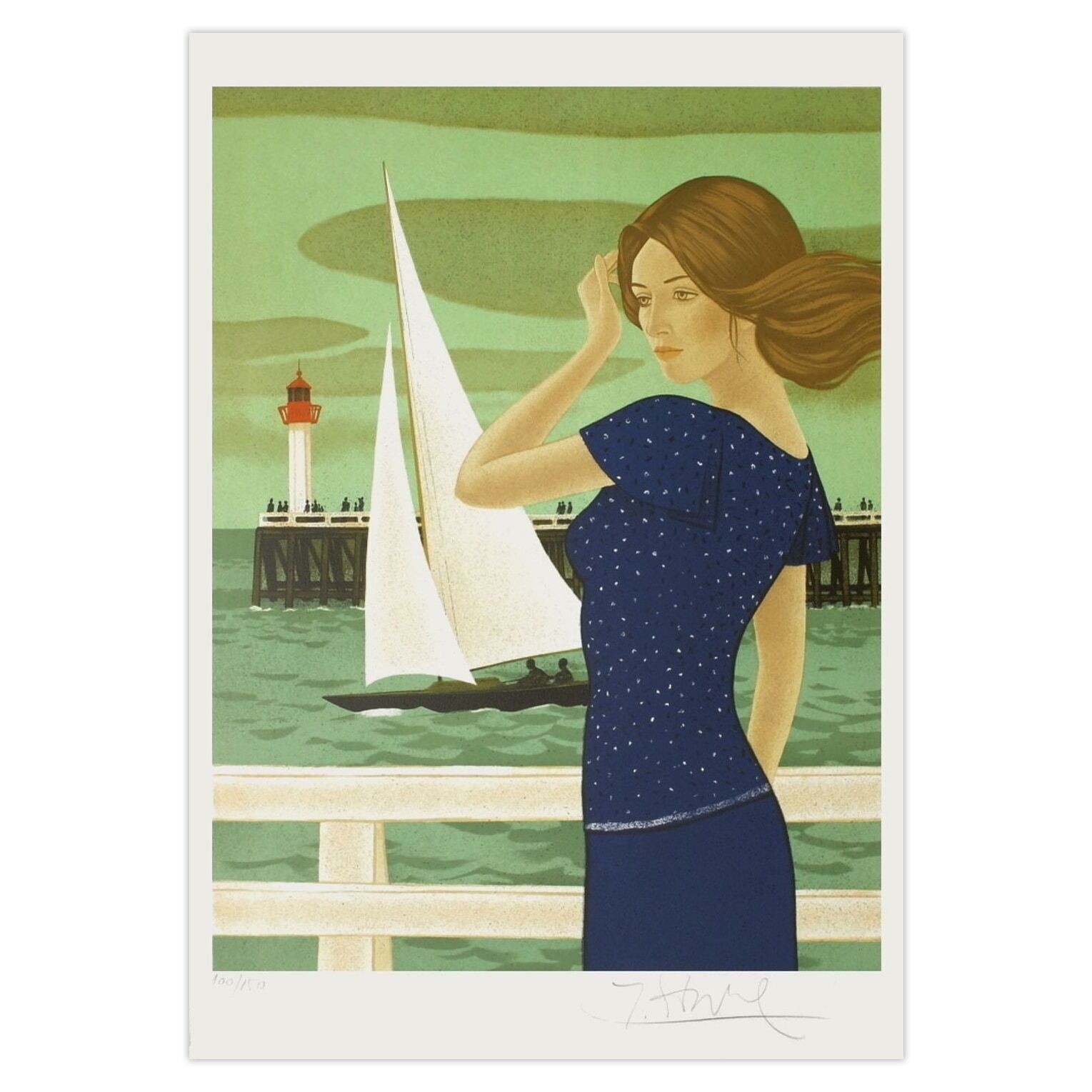 Yves Ganne Gesigneerde Lithografie Deauville 1975