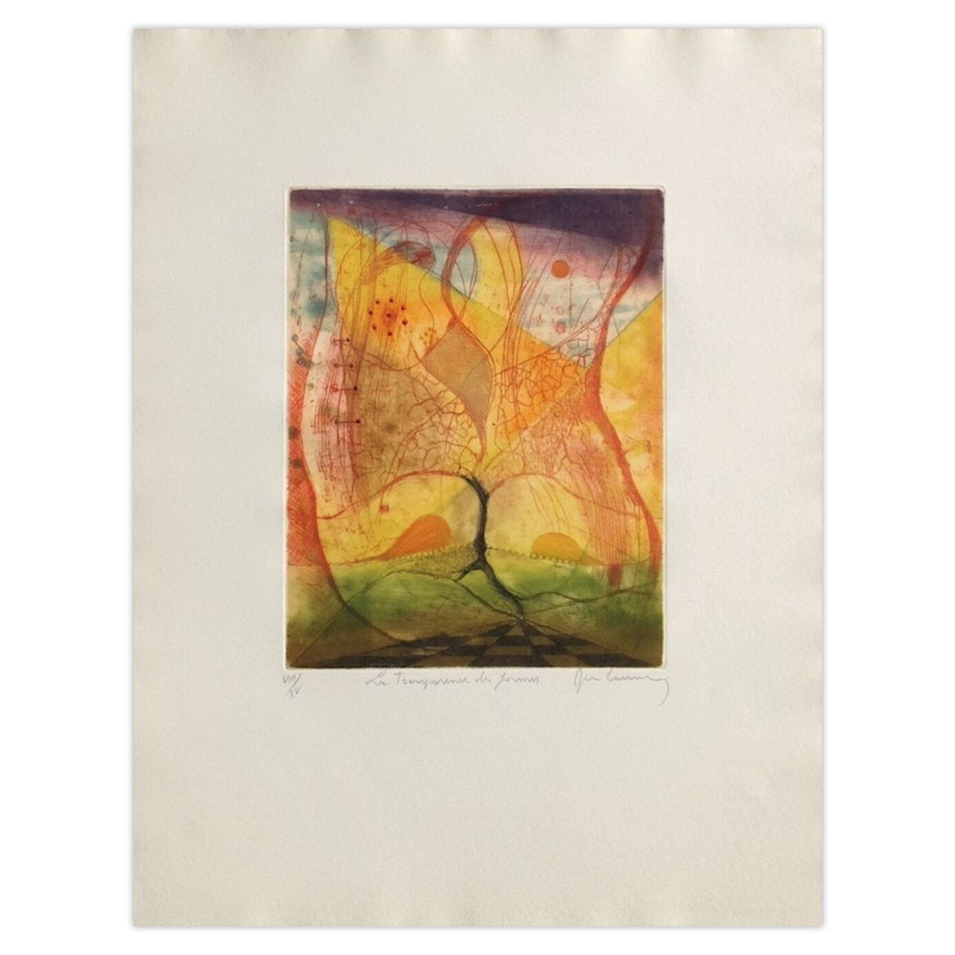 René Carcan Gesigneerde Ets Transparence Des Formes 1991