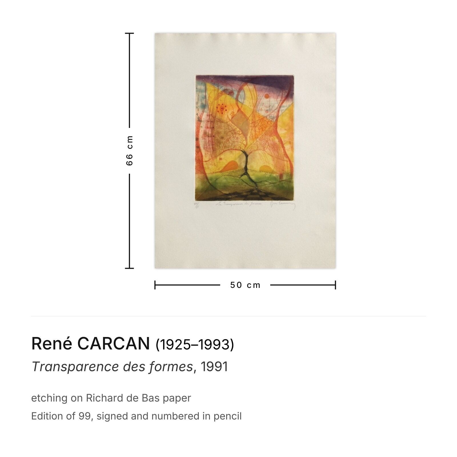 René Carcan Gesigneerde Ets Transparence Des Formes 1991 photo furniture