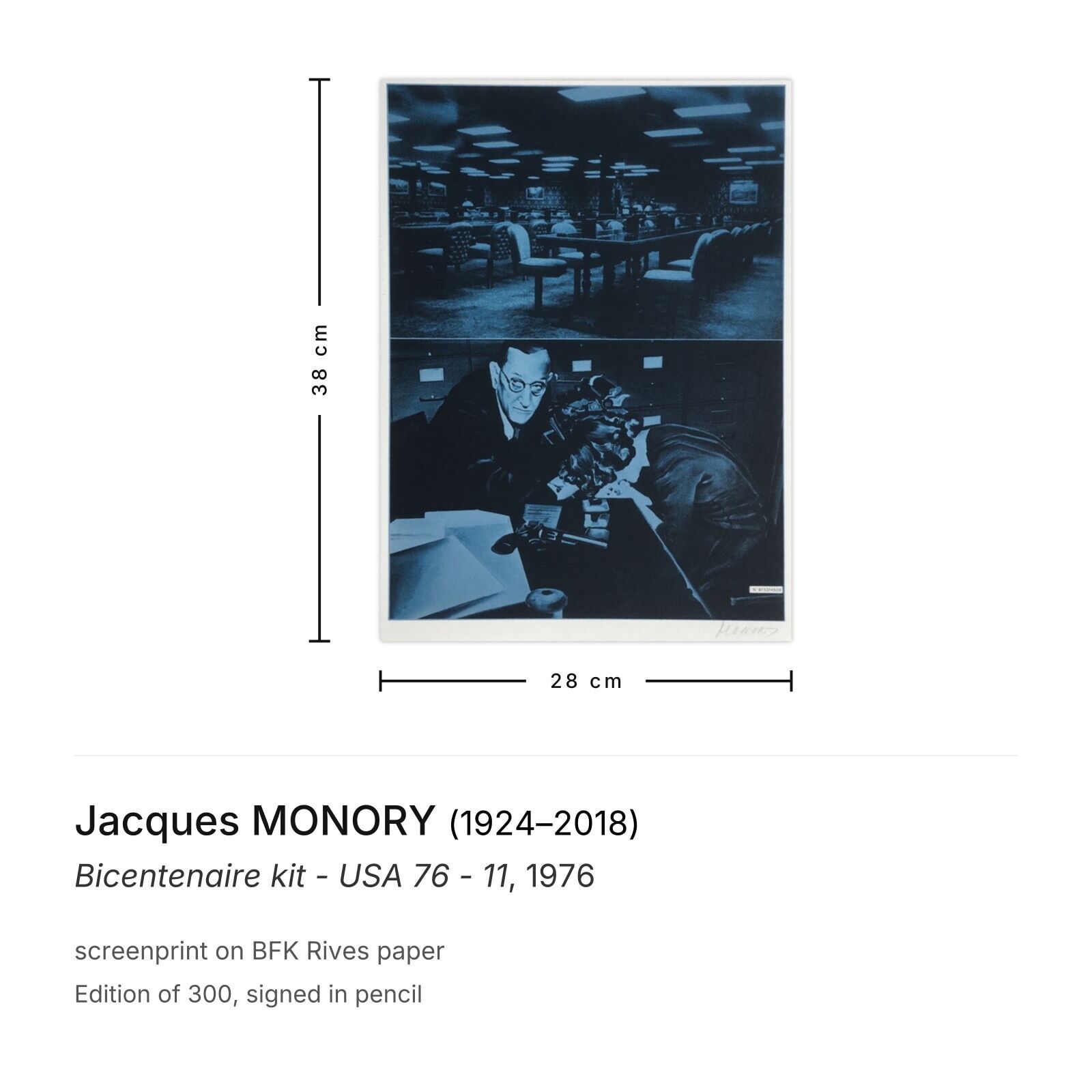 Jacques Monory Gesigneerde Zeefdruk Bicentenaire Kit   USA 76   11 photo furniture