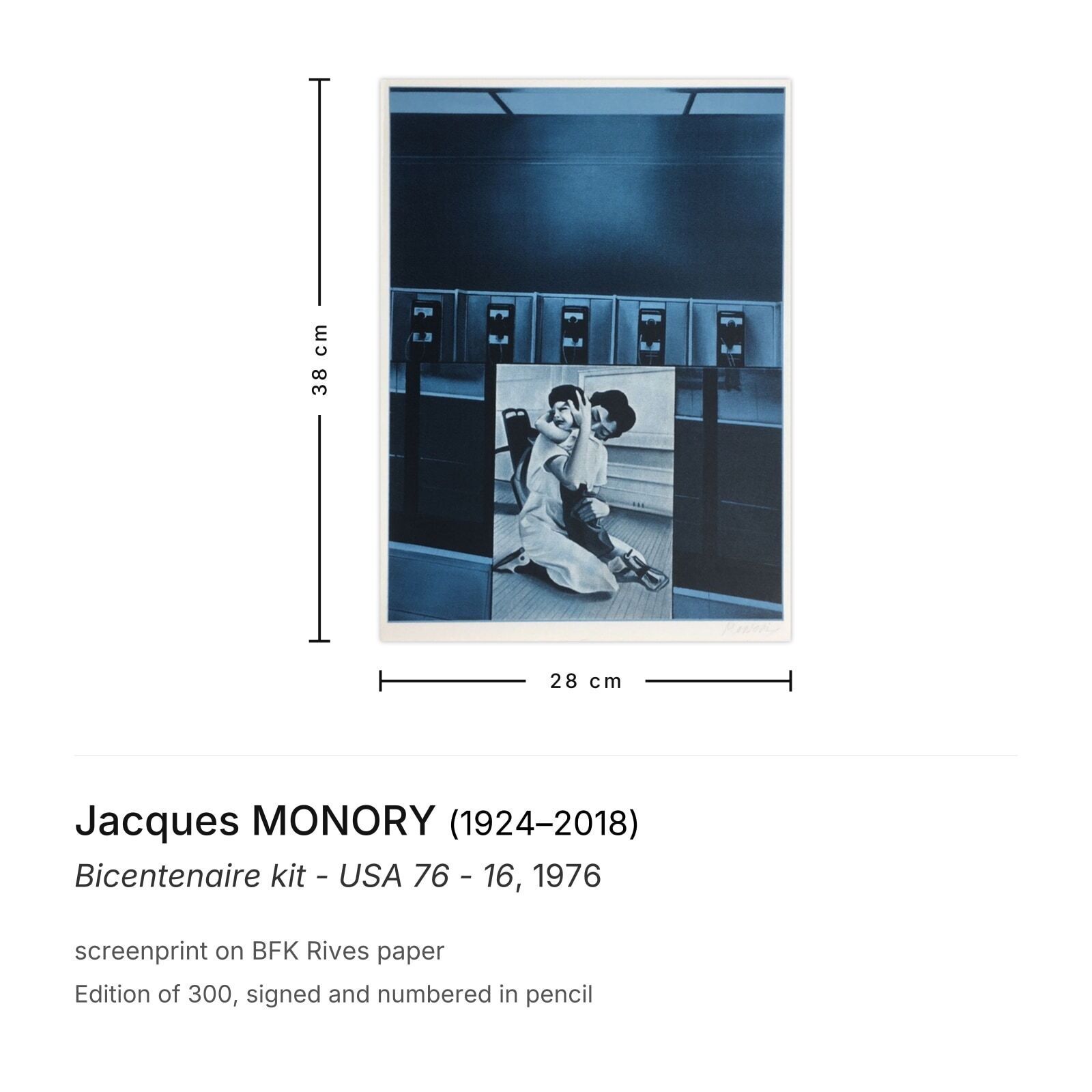 Jacques Monory Gesigneerde Zeefdruk Bicentenaire Kit   USA 76   16 photo furniture