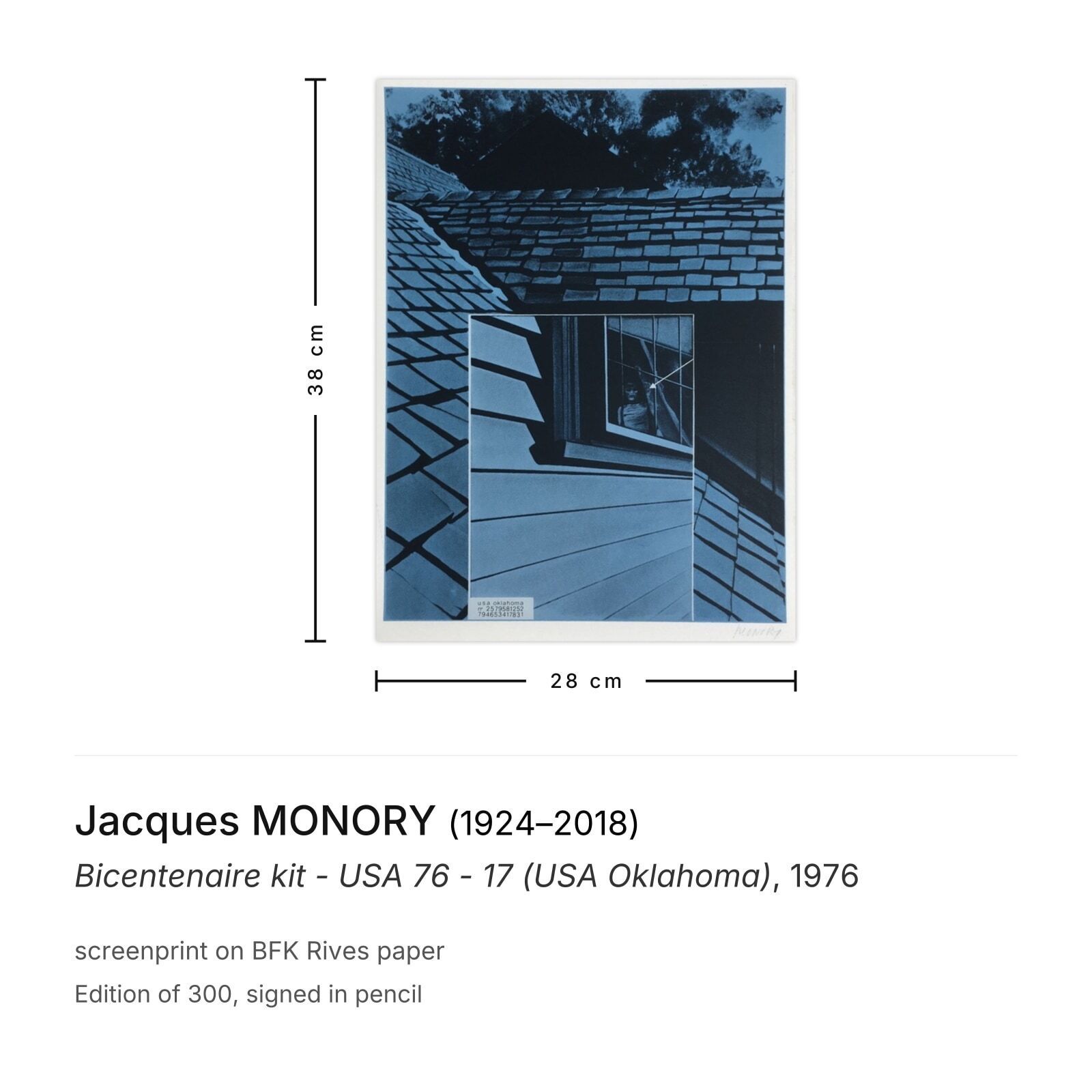 Jacques Monory Signed Screenprint Bicentenaire Kit   USA 76   17 (USA Oklahoma) photo furniture
