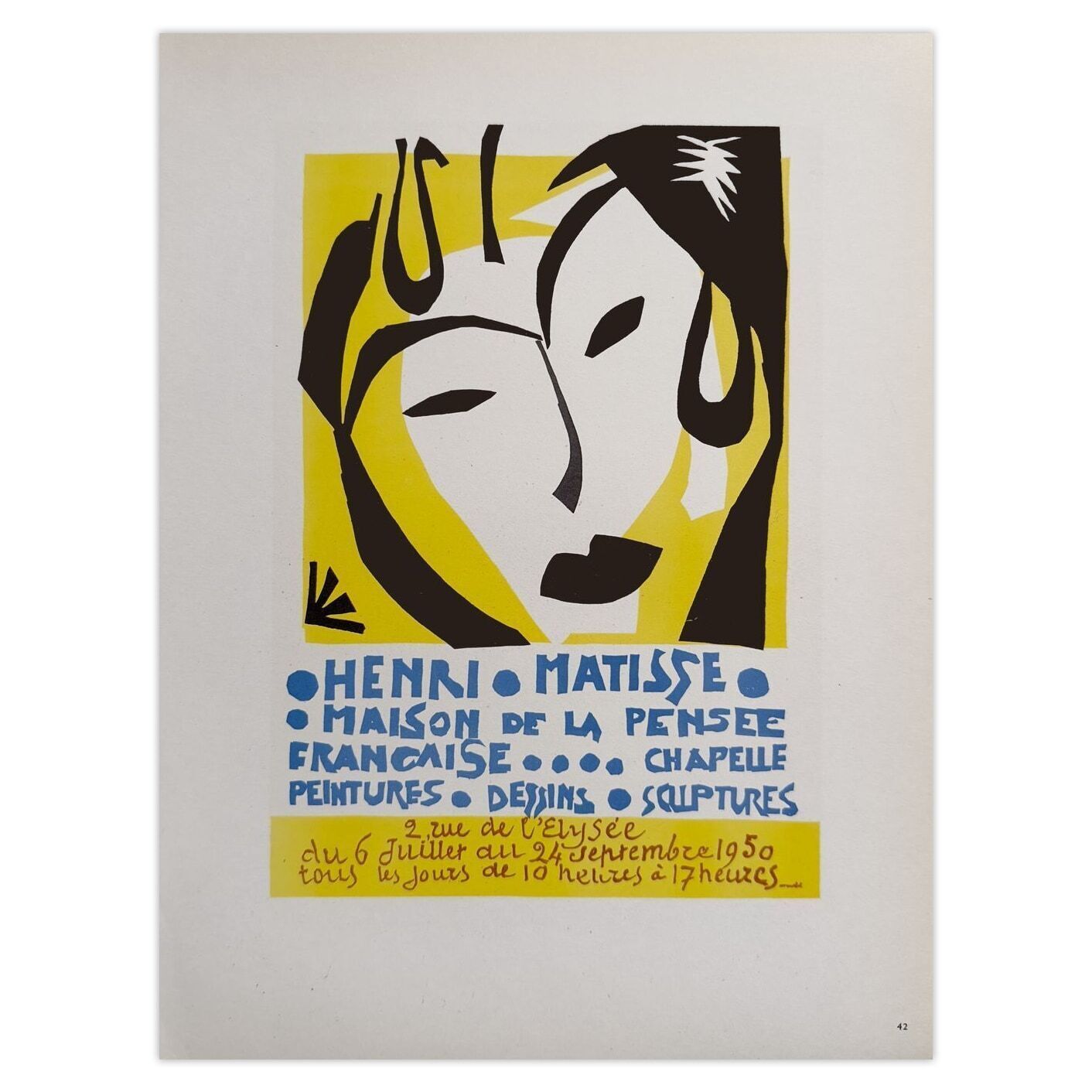 Henri Matisse Lithograph Af 1950   Maison De La Pensée Française 1959