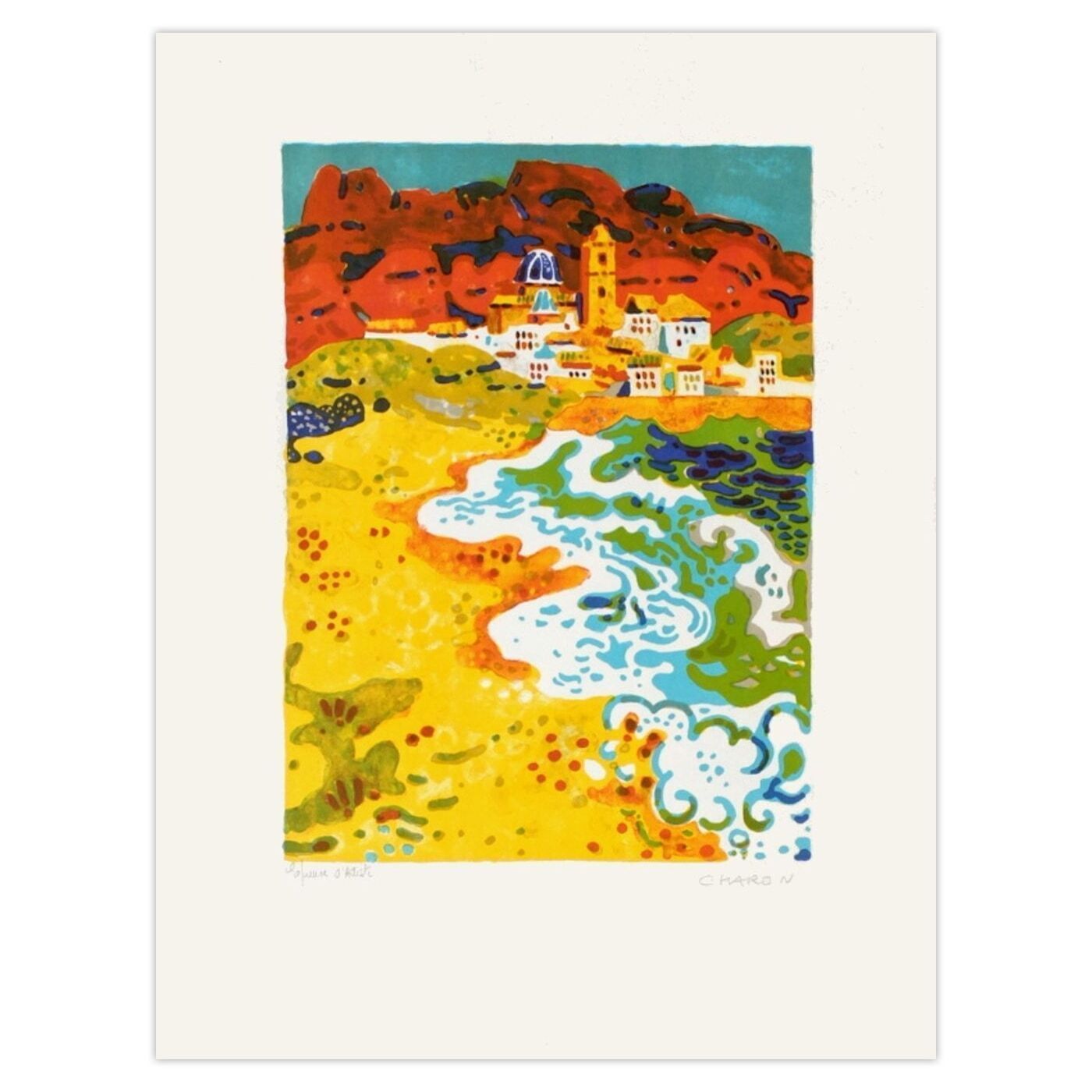 Guy Charon Gesigneerde Lithografie La Plage
