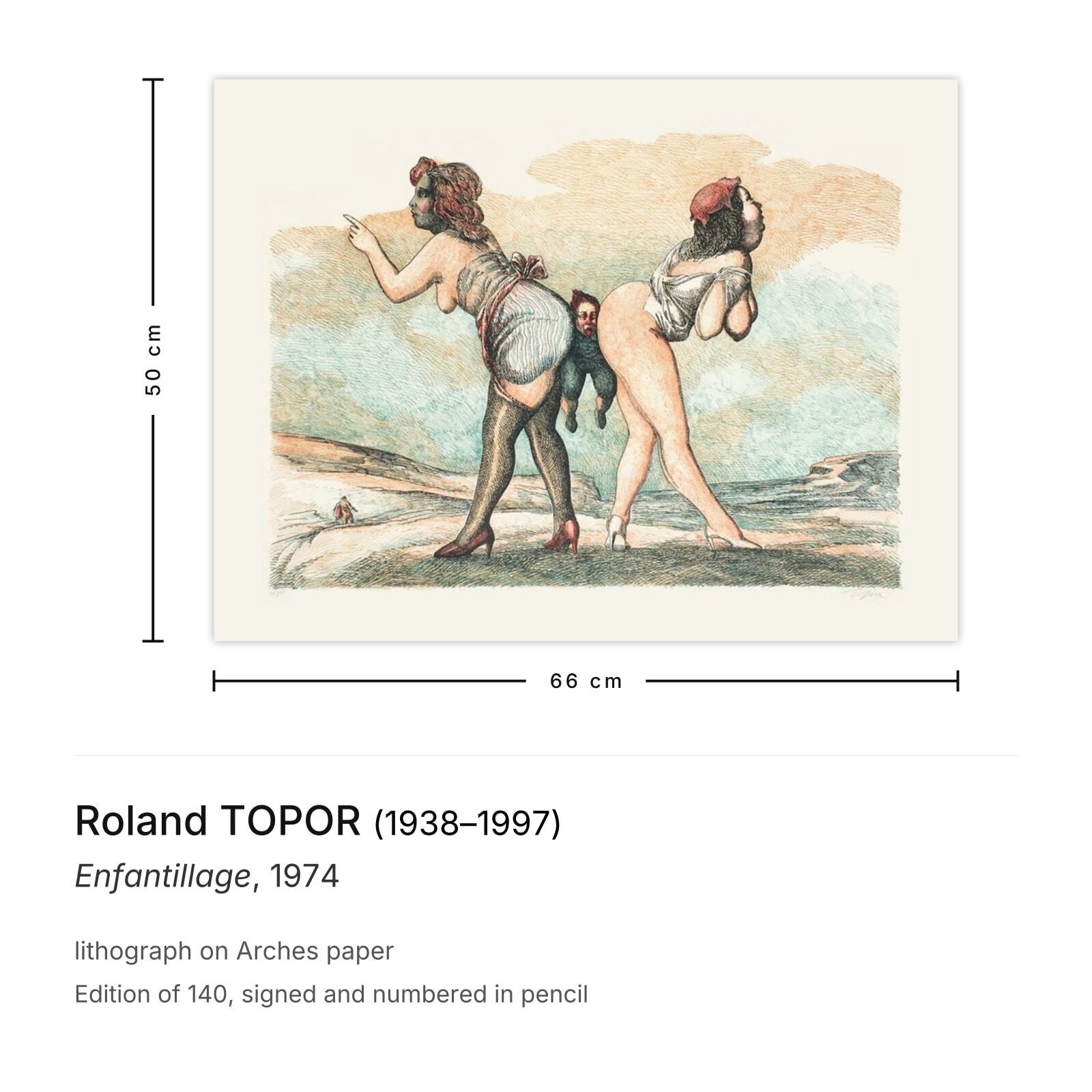 Roland Topor Gesigneerde Lithografie Enfantillage 1974 photo furniture