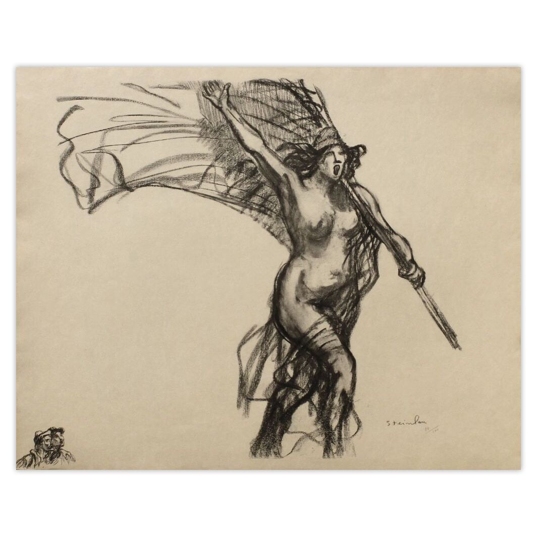 Théophile Steinlen Gesigneerde Lithografie La République Nous Appelle 1916