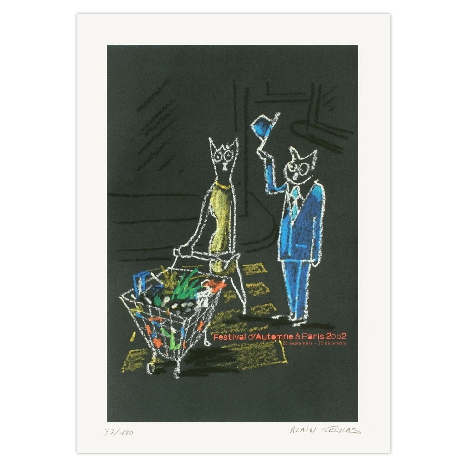 Alain Sechas Signed Screenprint Festival D'automne II 2002
