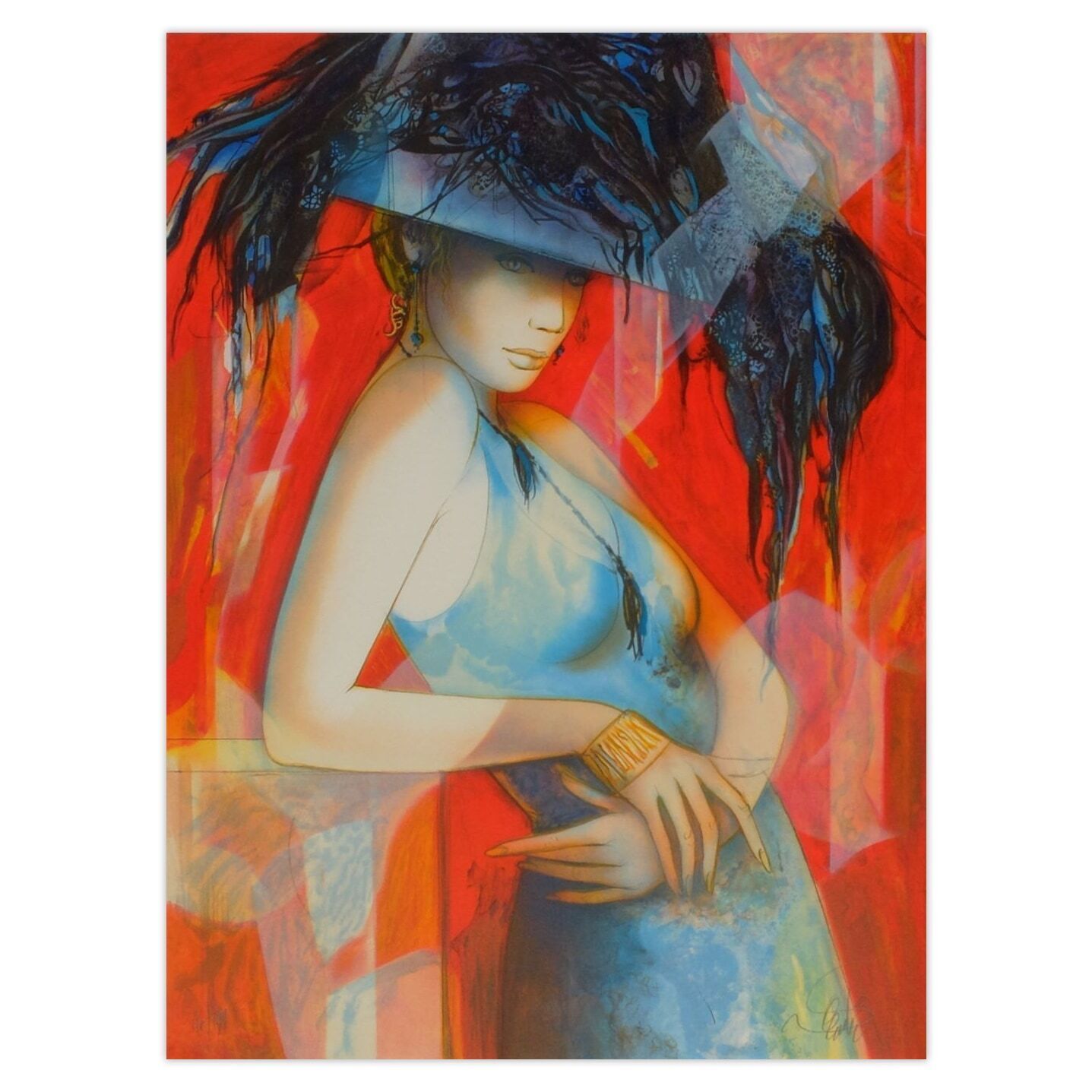 Jean Baptiste Valadié Gesigneerde Lithografie Femme Fatale 1990